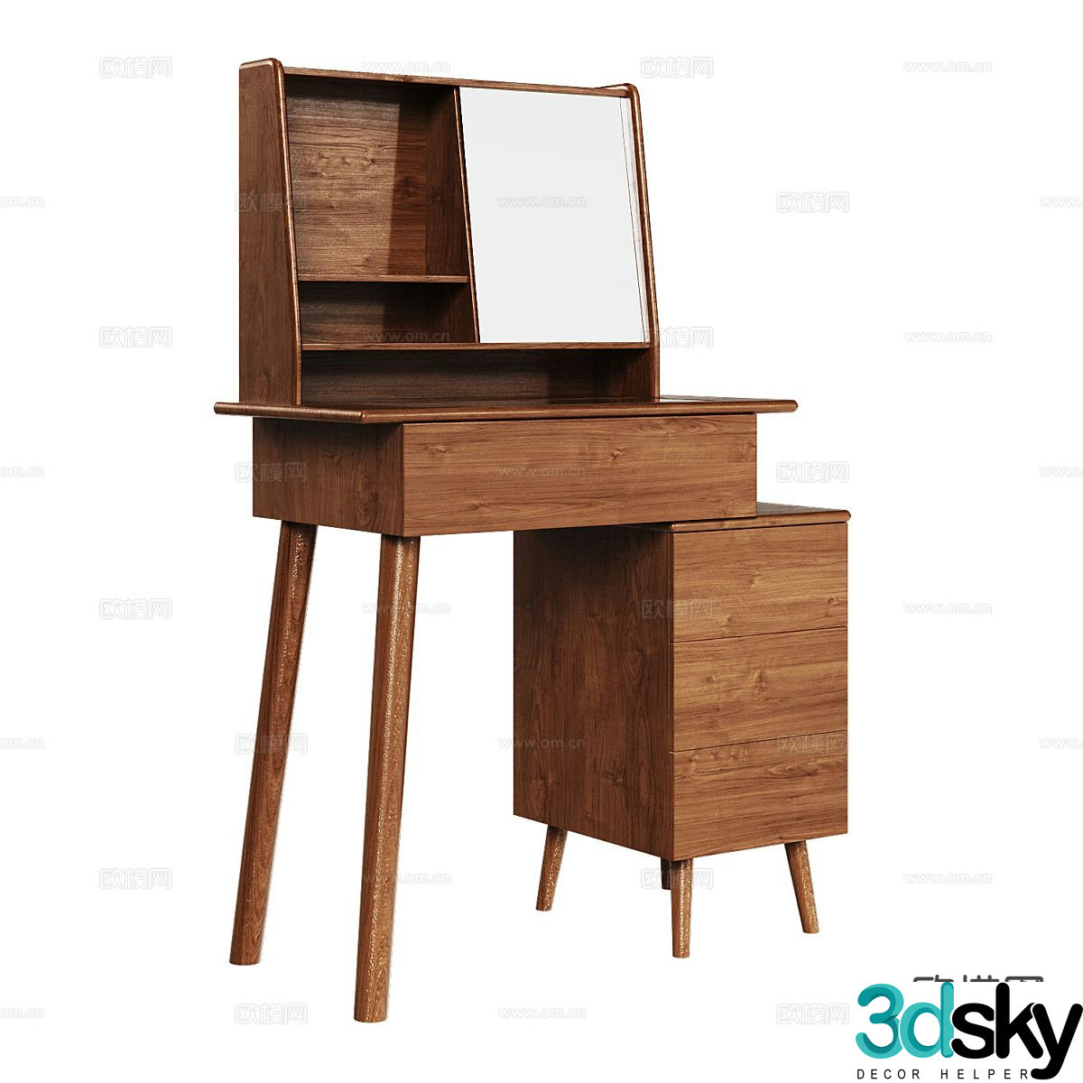 Log style dressing table 3d model