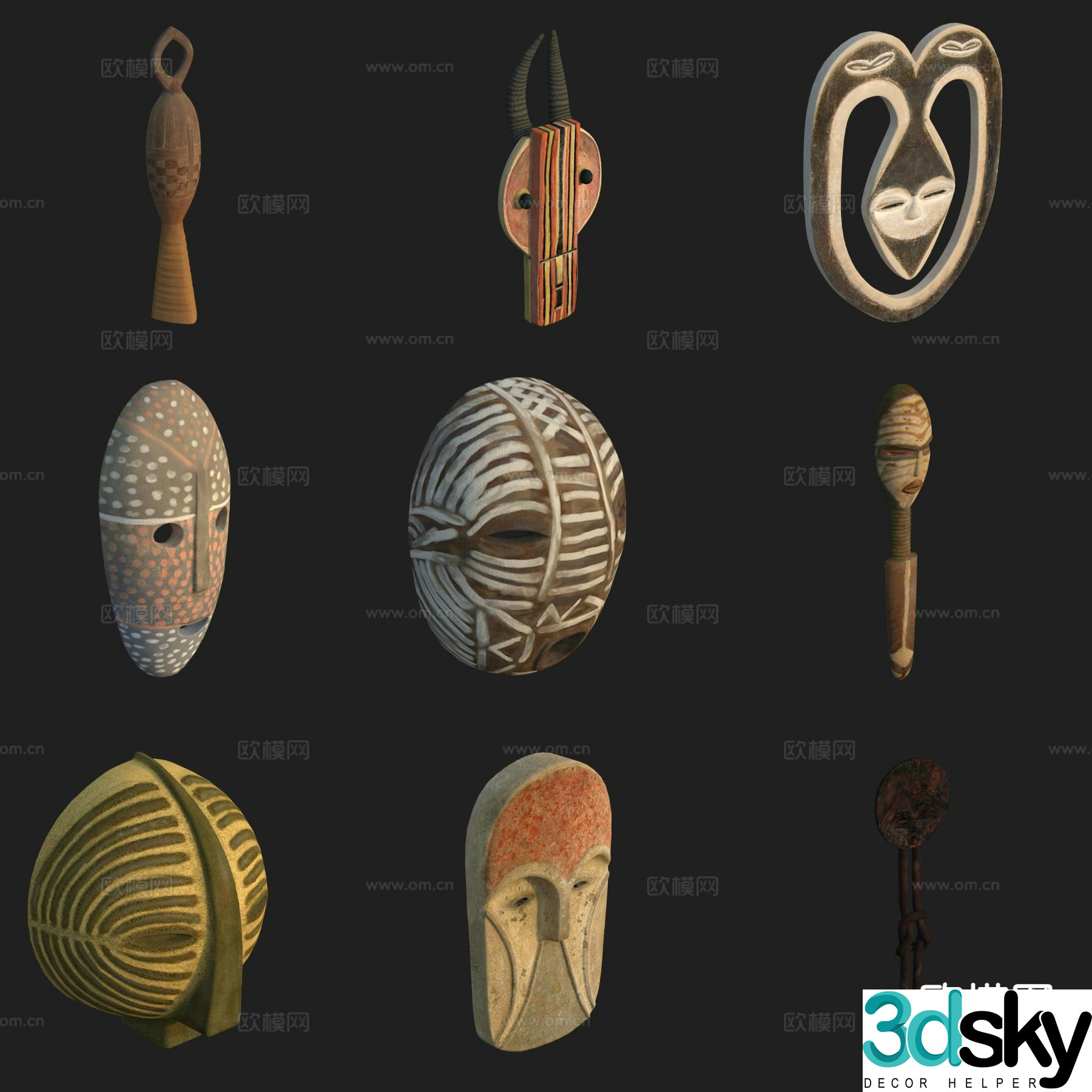 Crafts art ornaments facial makeup wall decoration 3D model