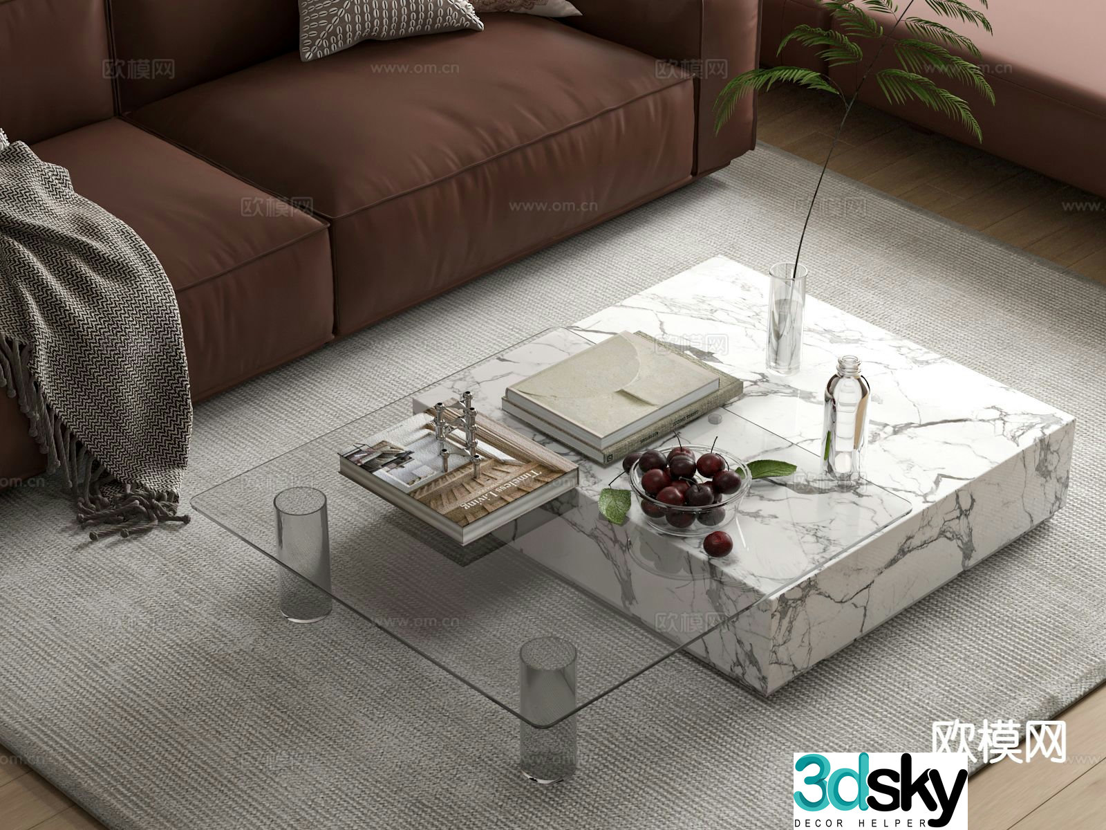 Modern coffee table square coffee table 3d model