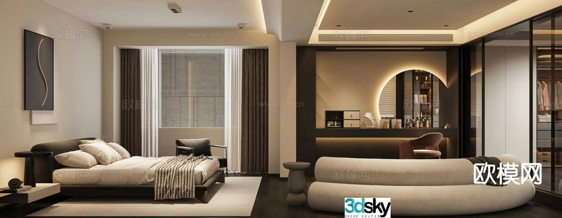 Modern bedroom master bedroom 3d model