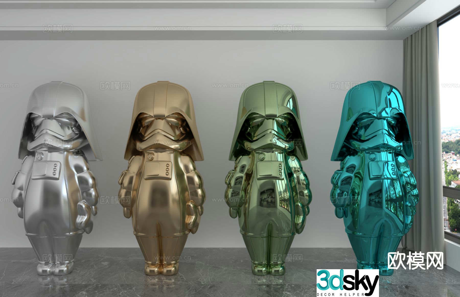 Modern color laser doll trendy toy ornament 3D model