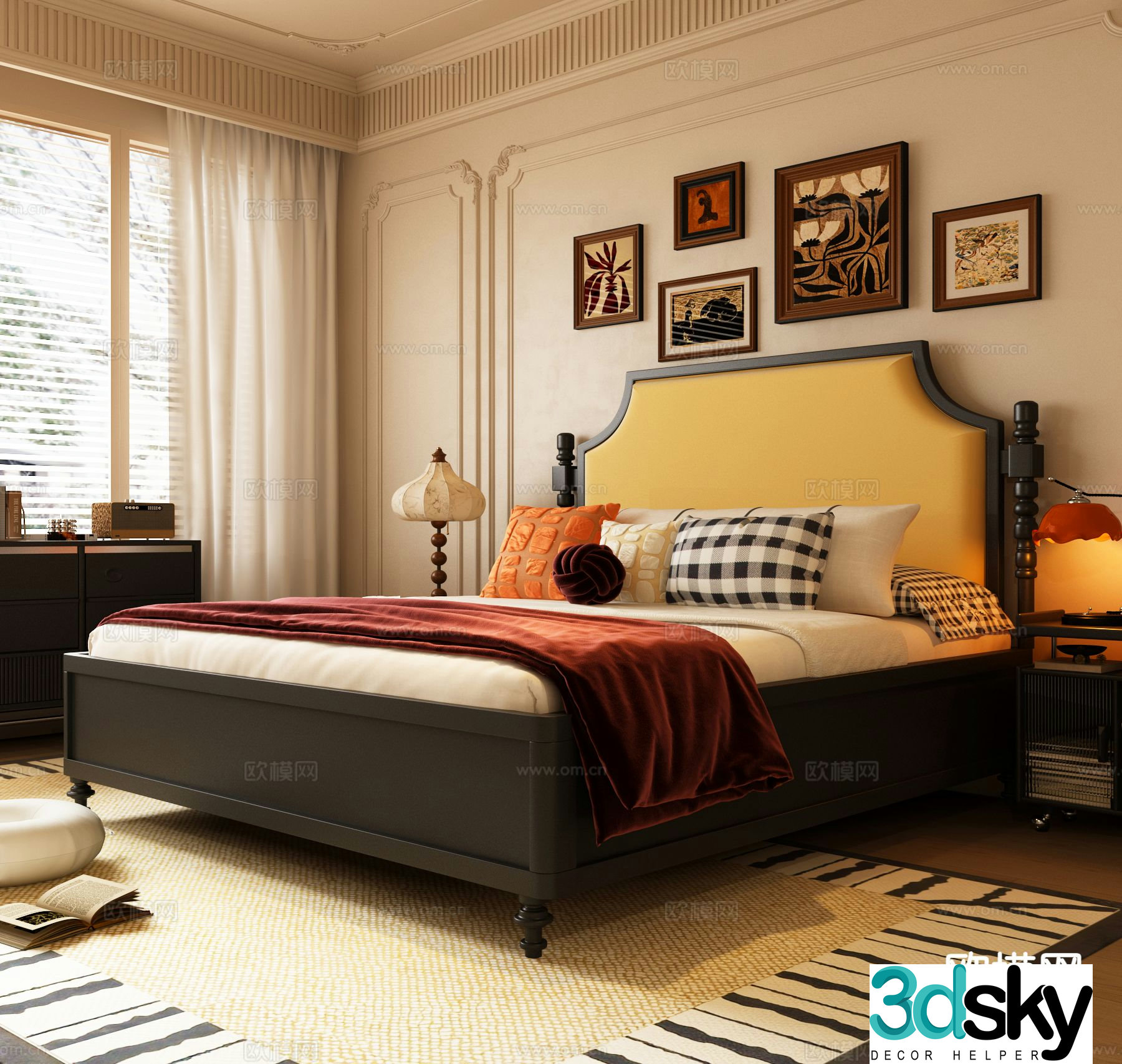 French double bed French medieval double bed 3d model
