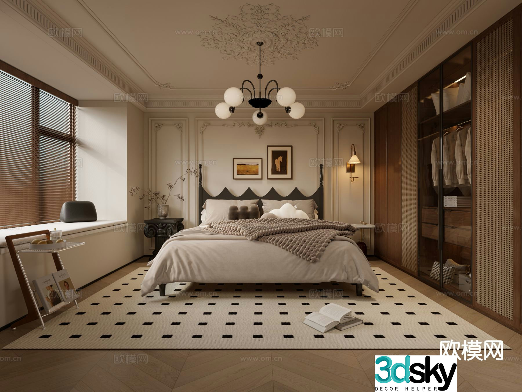Medieval style bedroom master bedroom 3d model