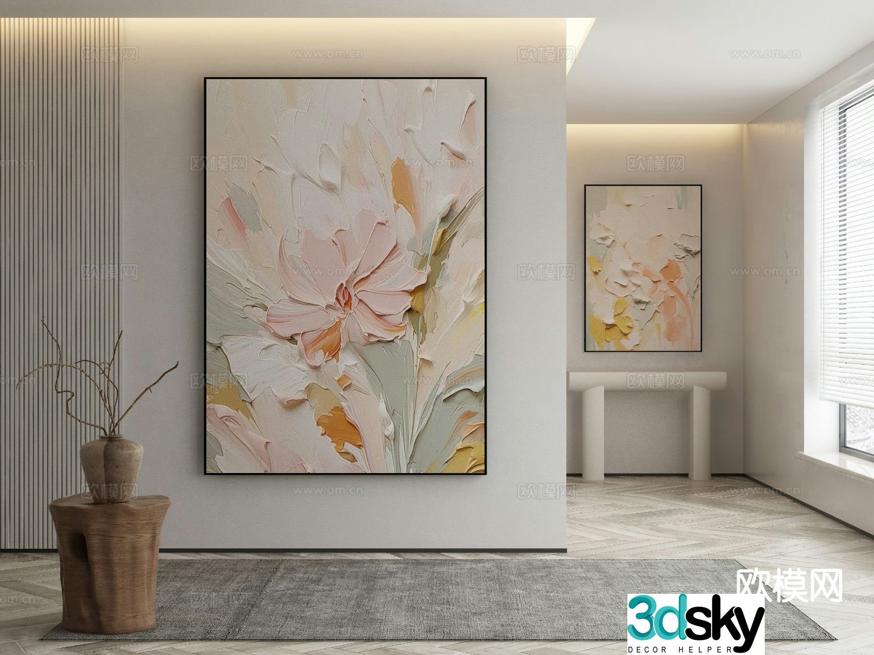 Wabi-sabi art painting texture painting decorative painting 3d model