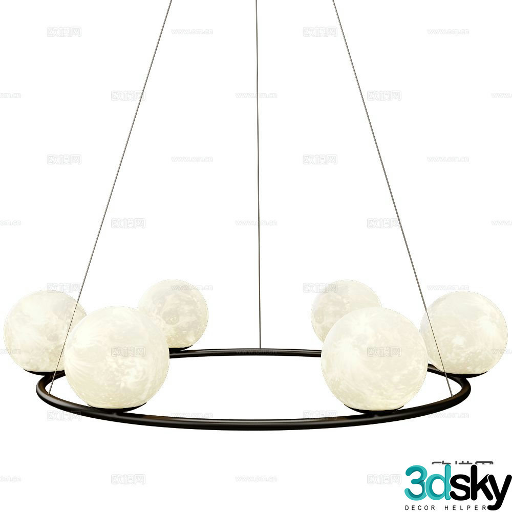 Alma moon lamp ring chandelier 3d model