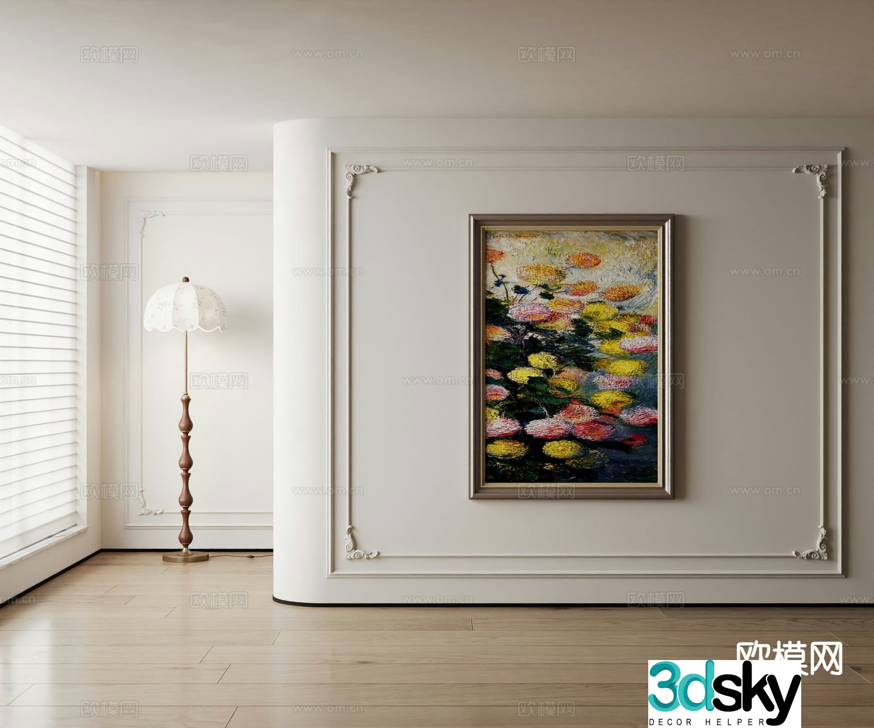 American decorative painting flower oil painting 3d model