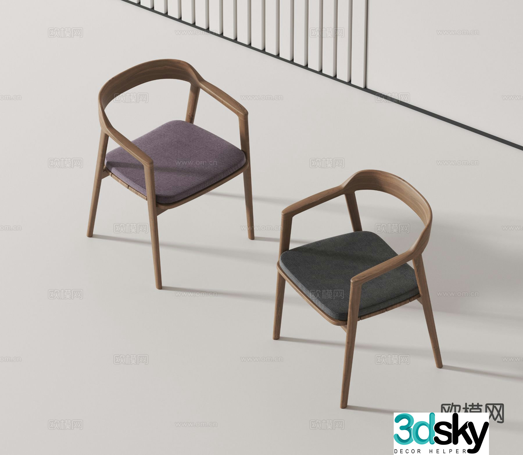 Nordic chair armchair single chair dining chair 3d model