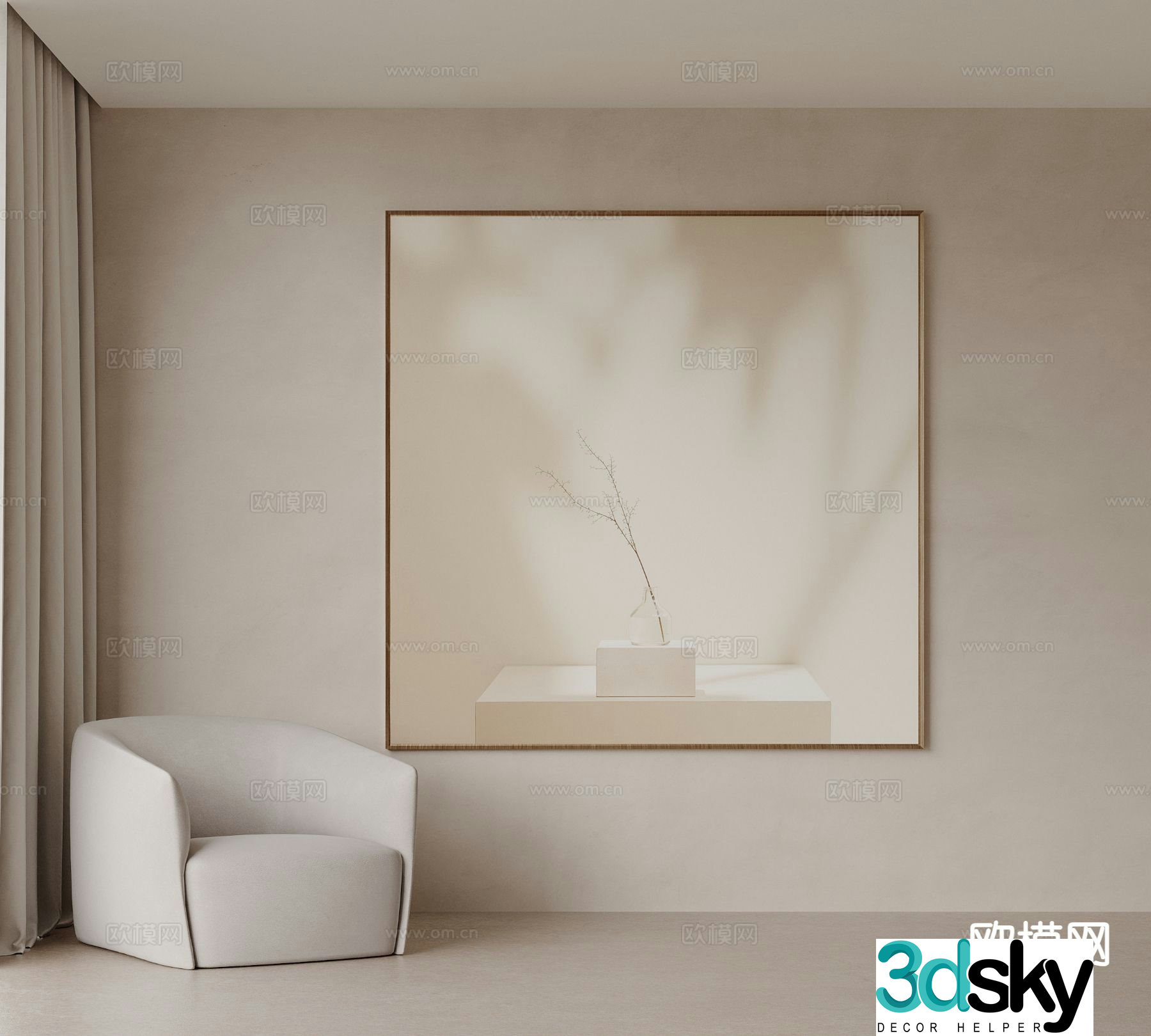 Cream style art painting texture painting decorative painting 3d model