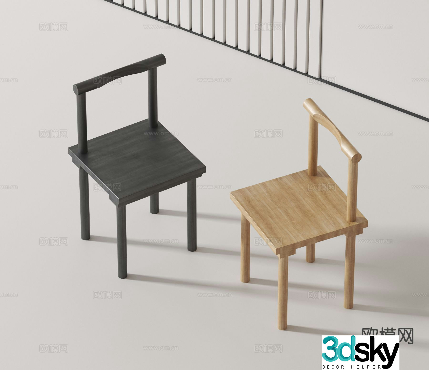 modern single chair chair wooden chair 3d model