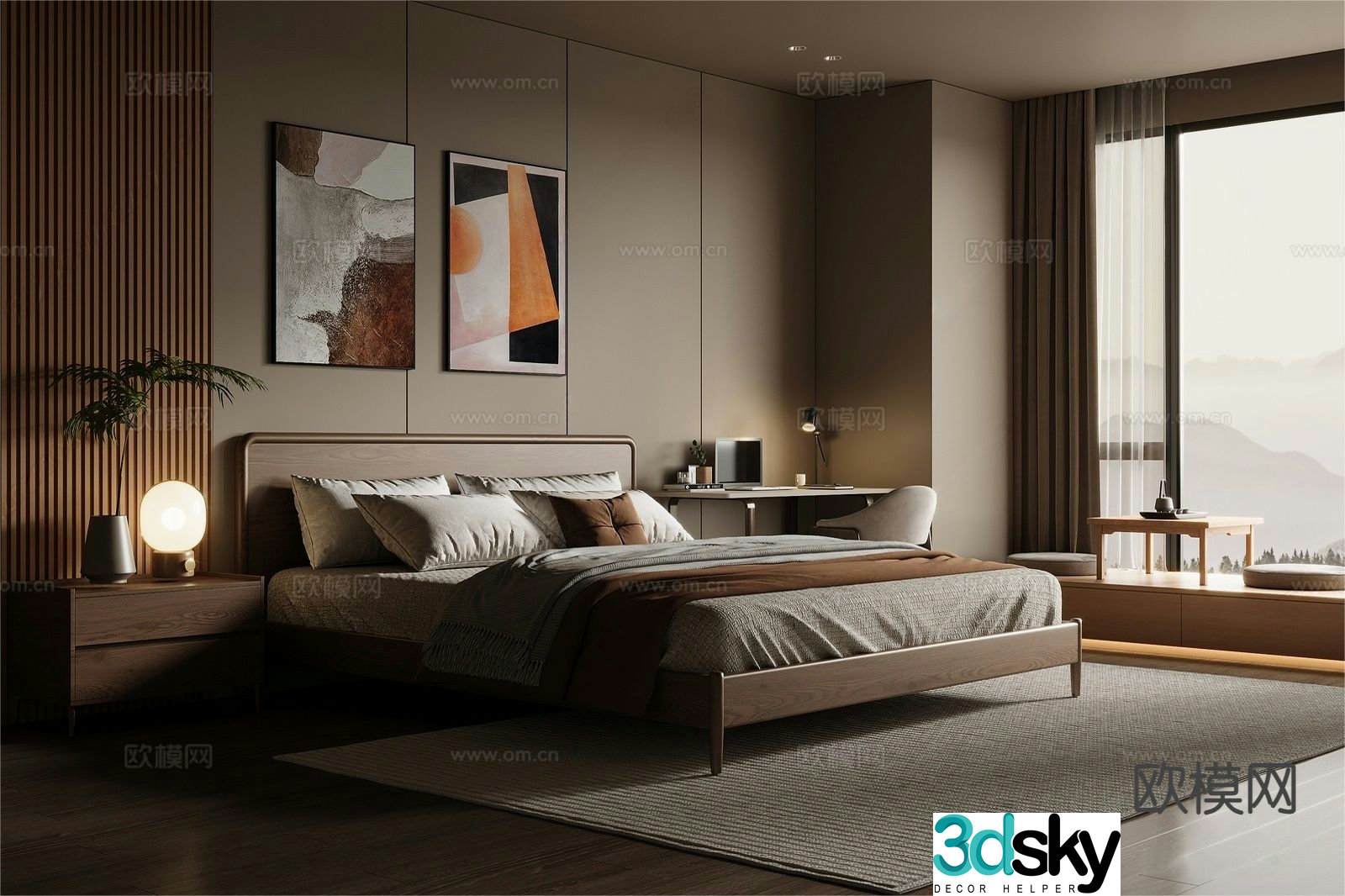 Medieval style bedroom master bedroom 3d model