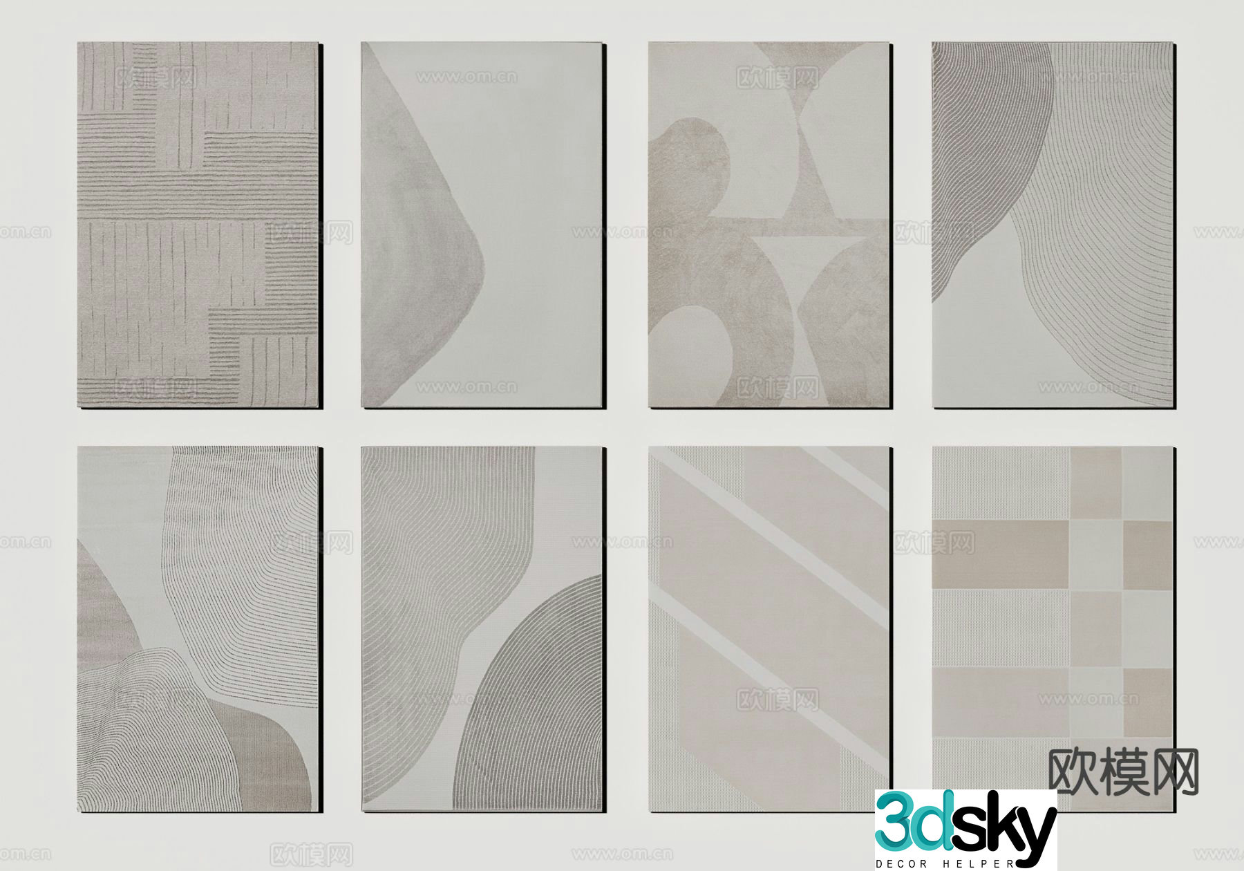 Modern carpet square rug 3d model