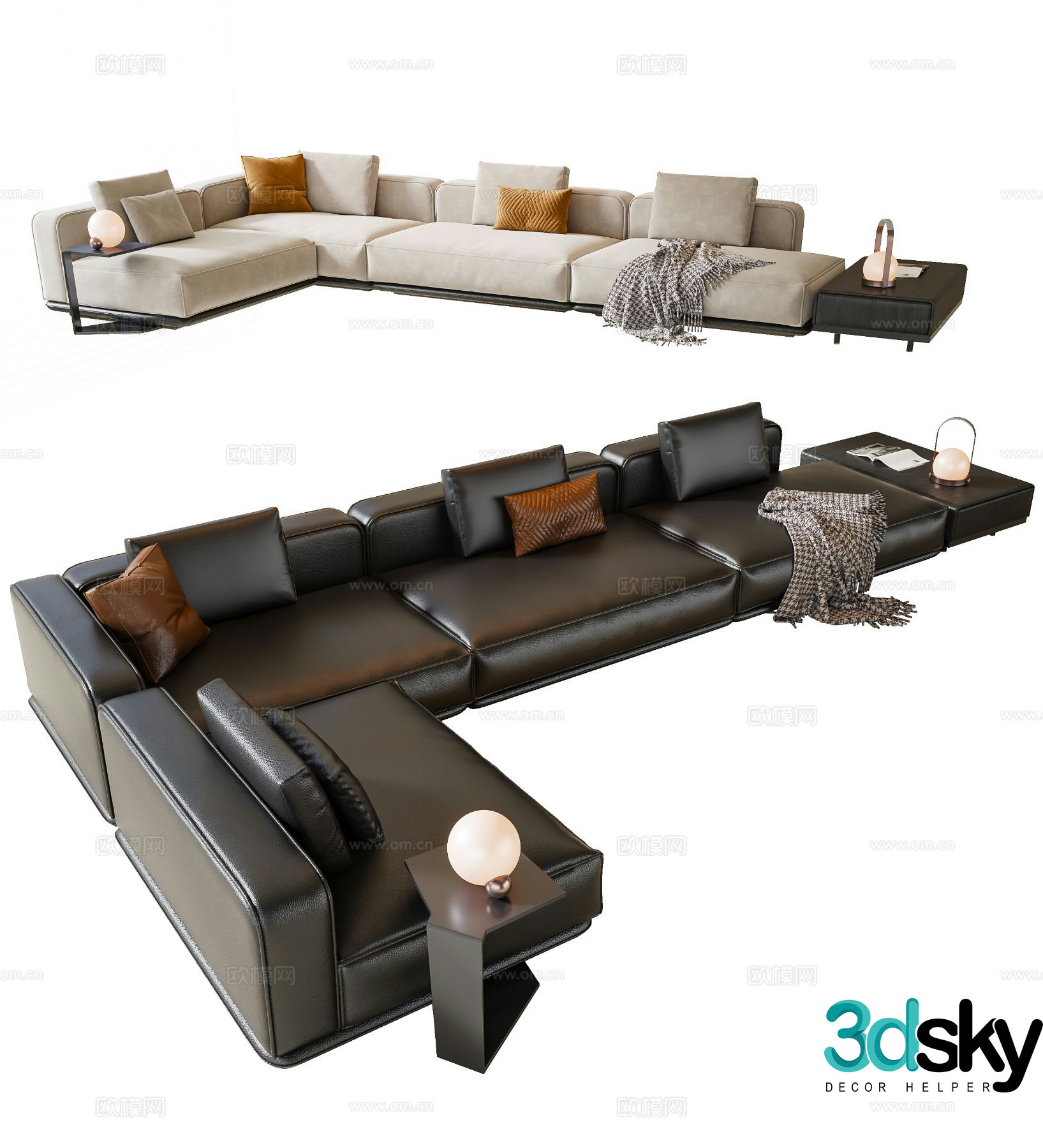 Italian multi-person sofa corner sofa 3d model