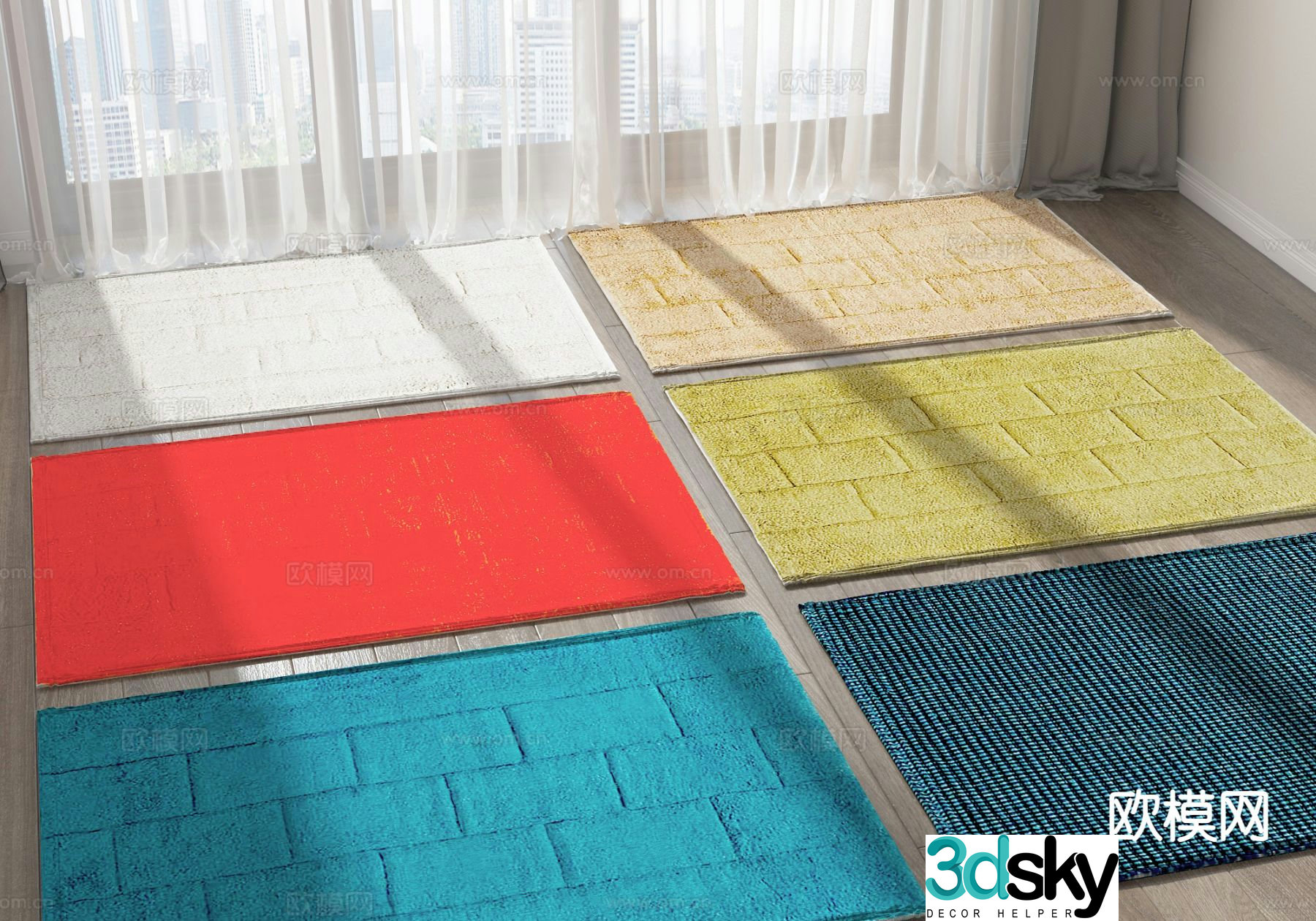 Modern carpet square rug 3d model