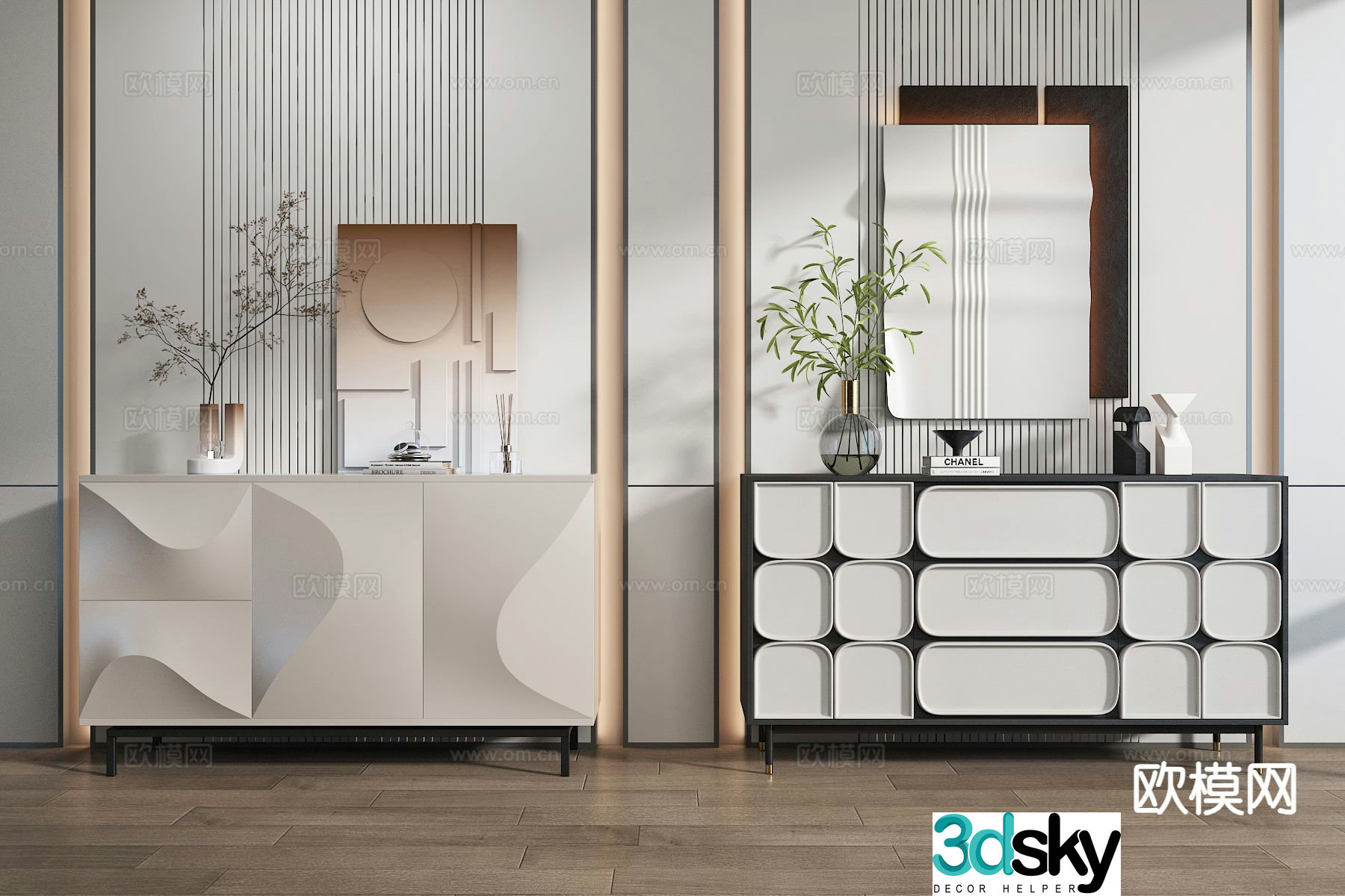 Modern side cabinet entrance cabinet 3d model