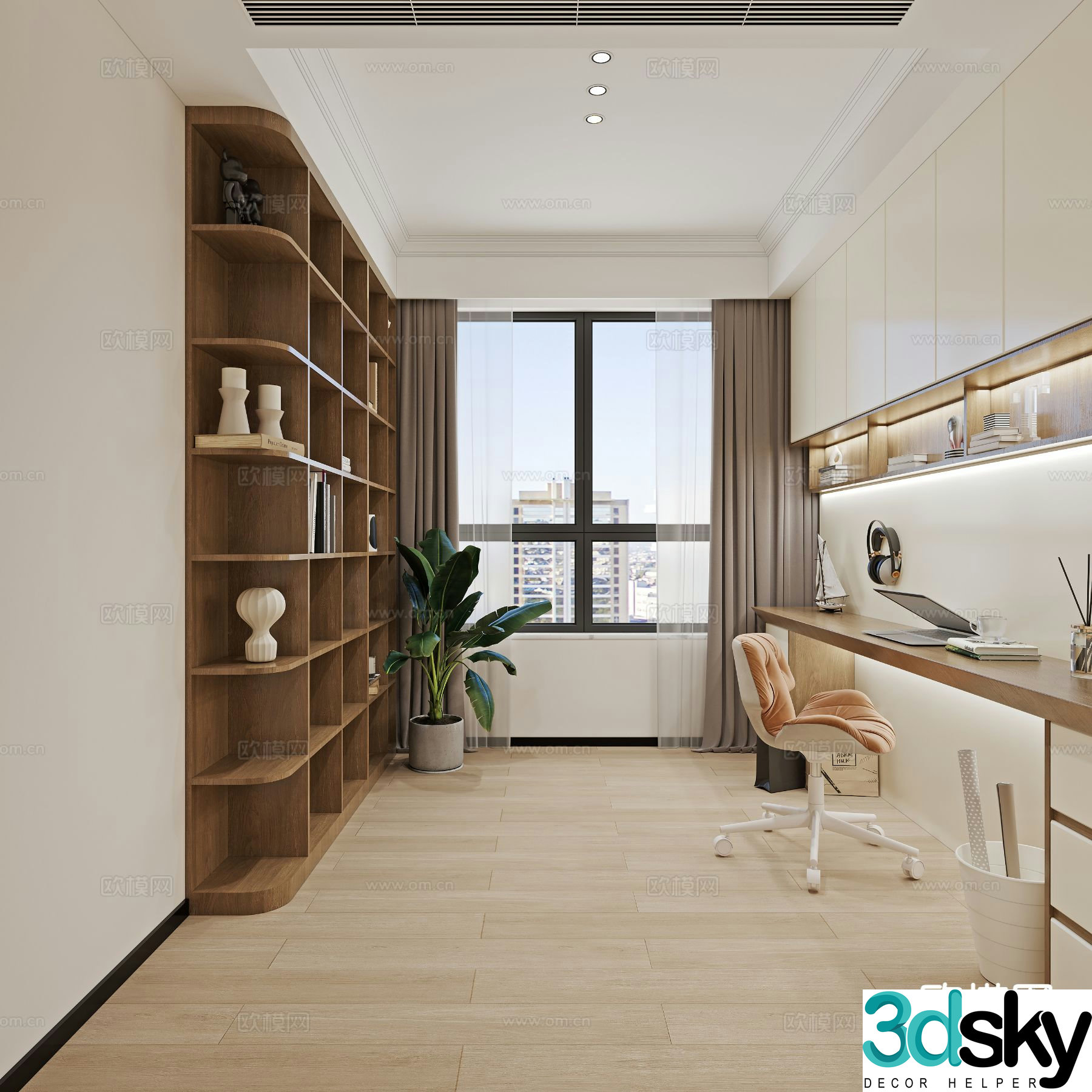 Modern study room 3d model