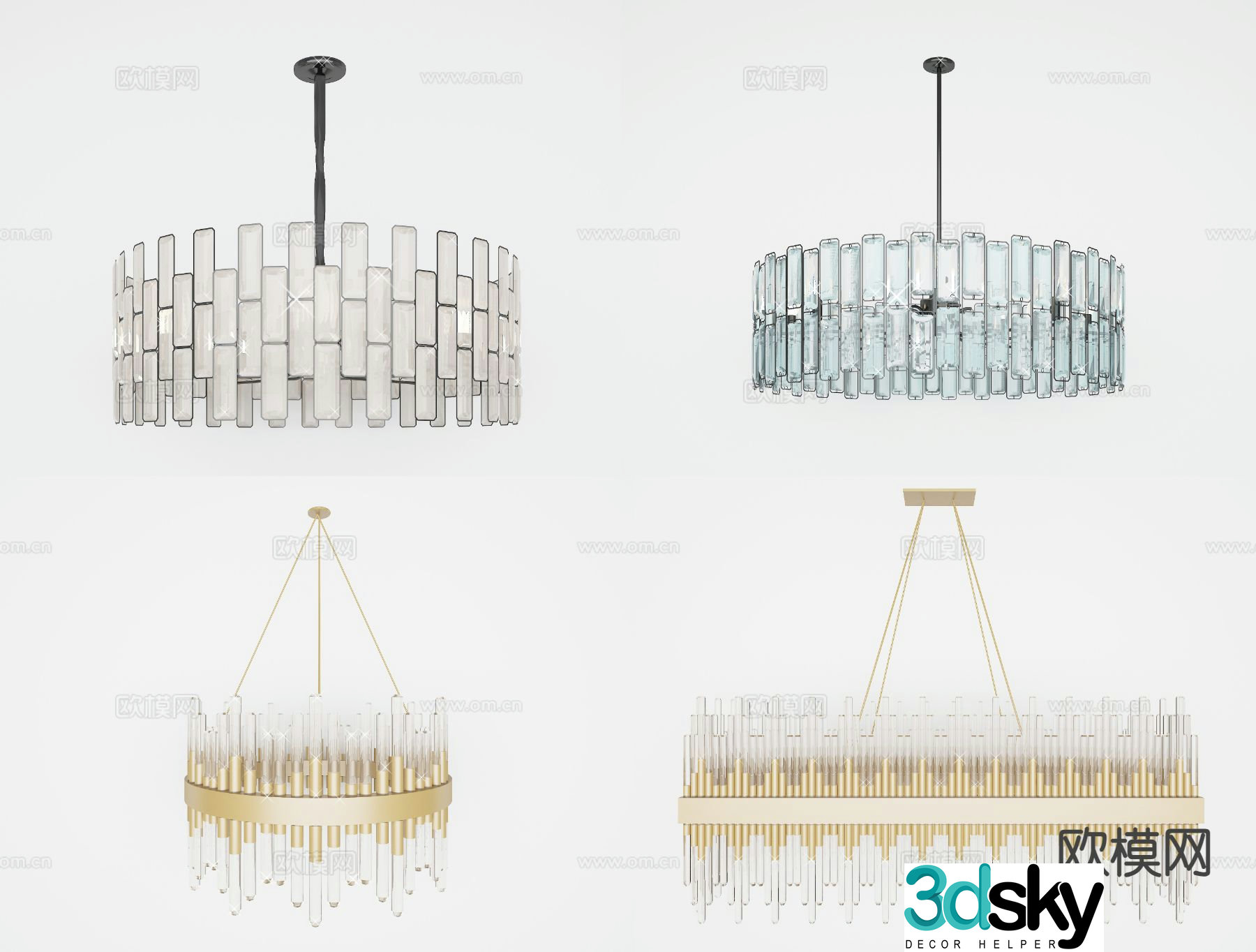 Nordic crystal chandelier 3d model