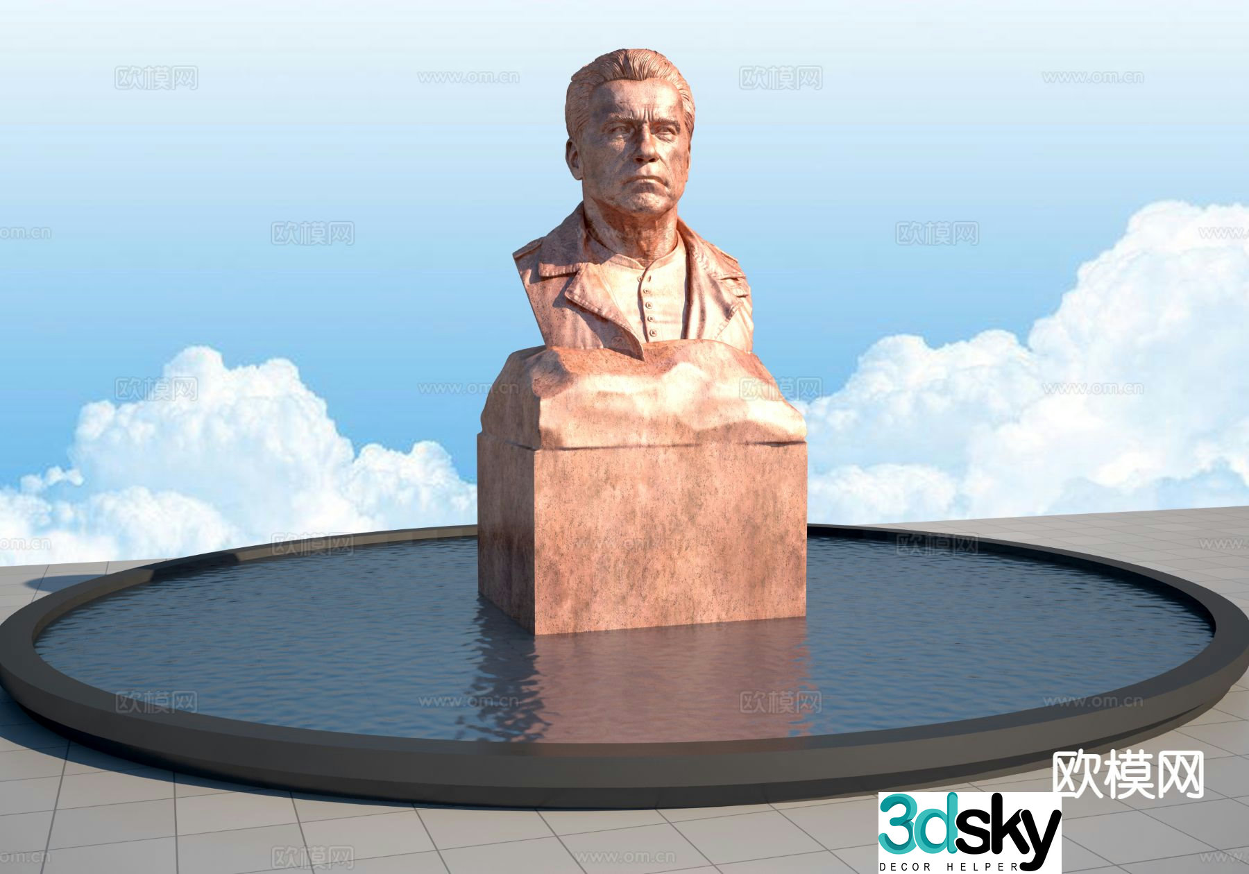 Arnold Schwarzenegger bust sculpture 3d model