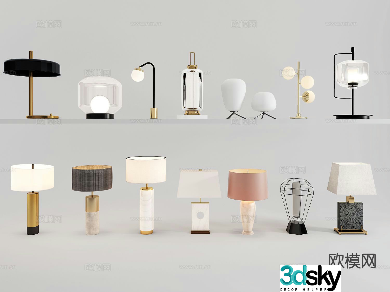 Italian table lamp glass table lamp 3d model