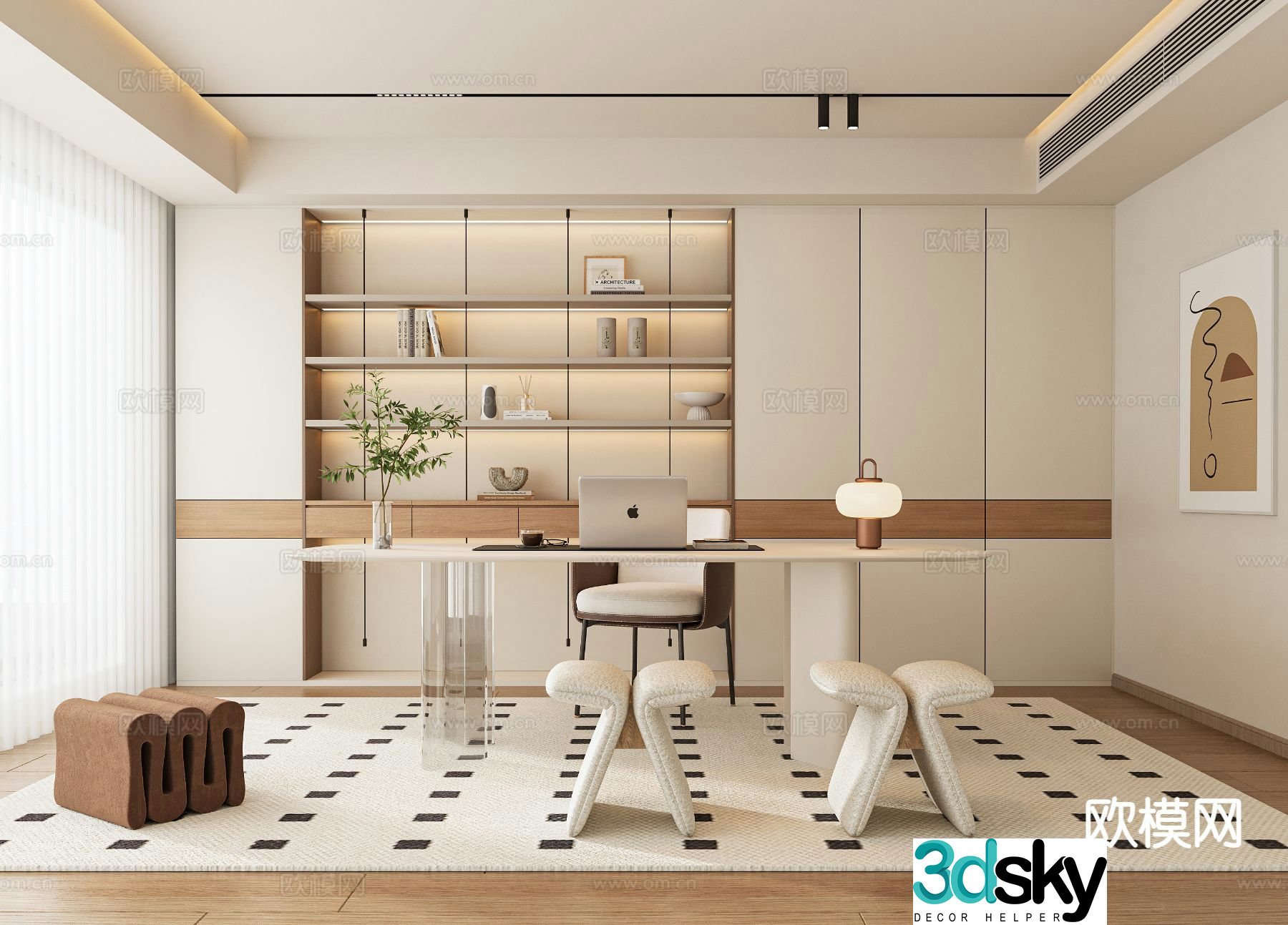 Cream style study 3d model
