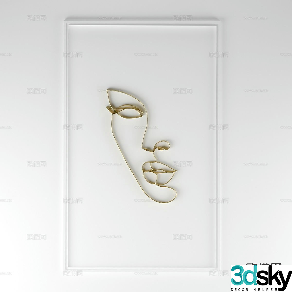 Line drawing abstract painting decorative painting 3d model
