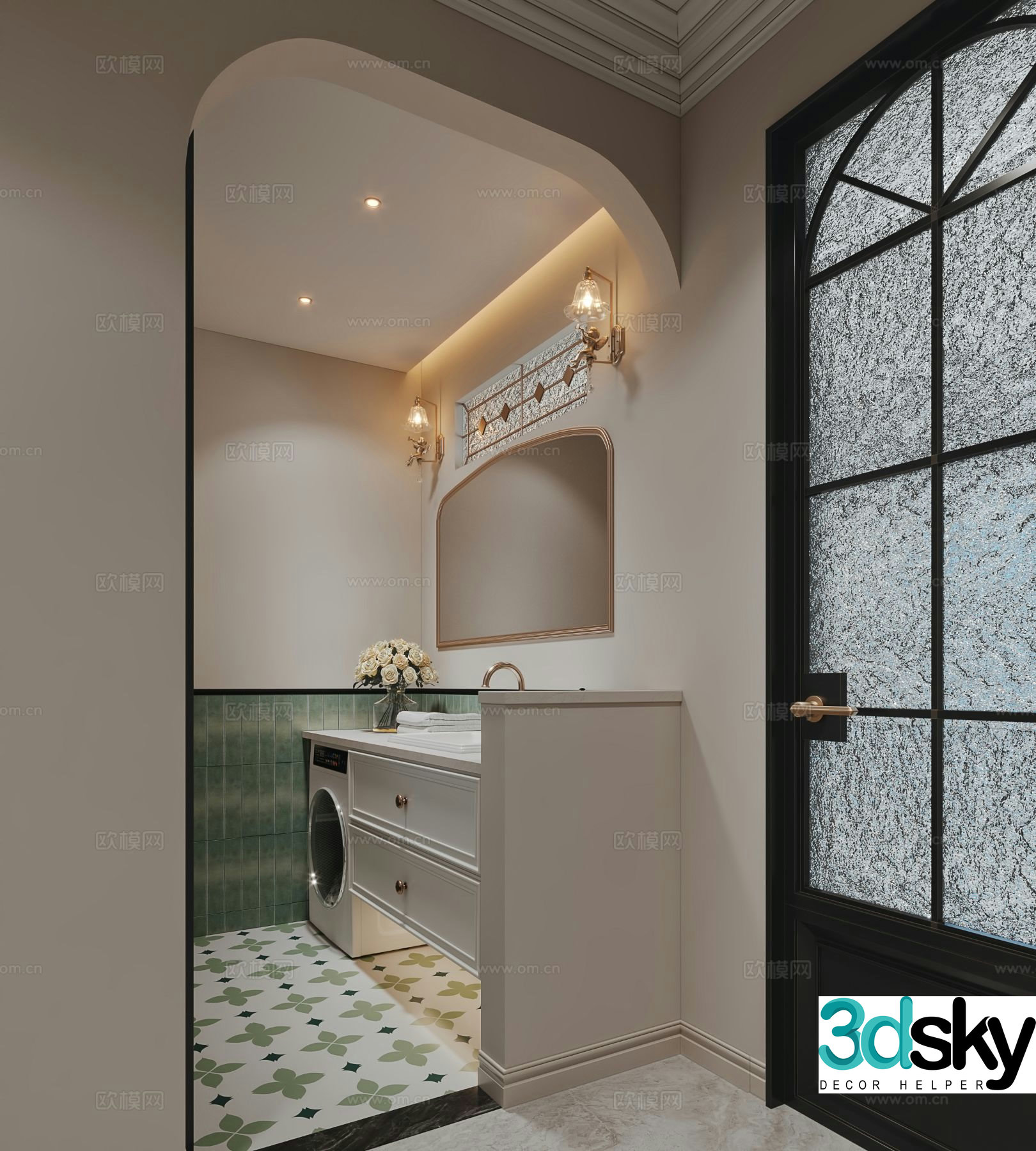 American toilet bathroom dry area 3d model