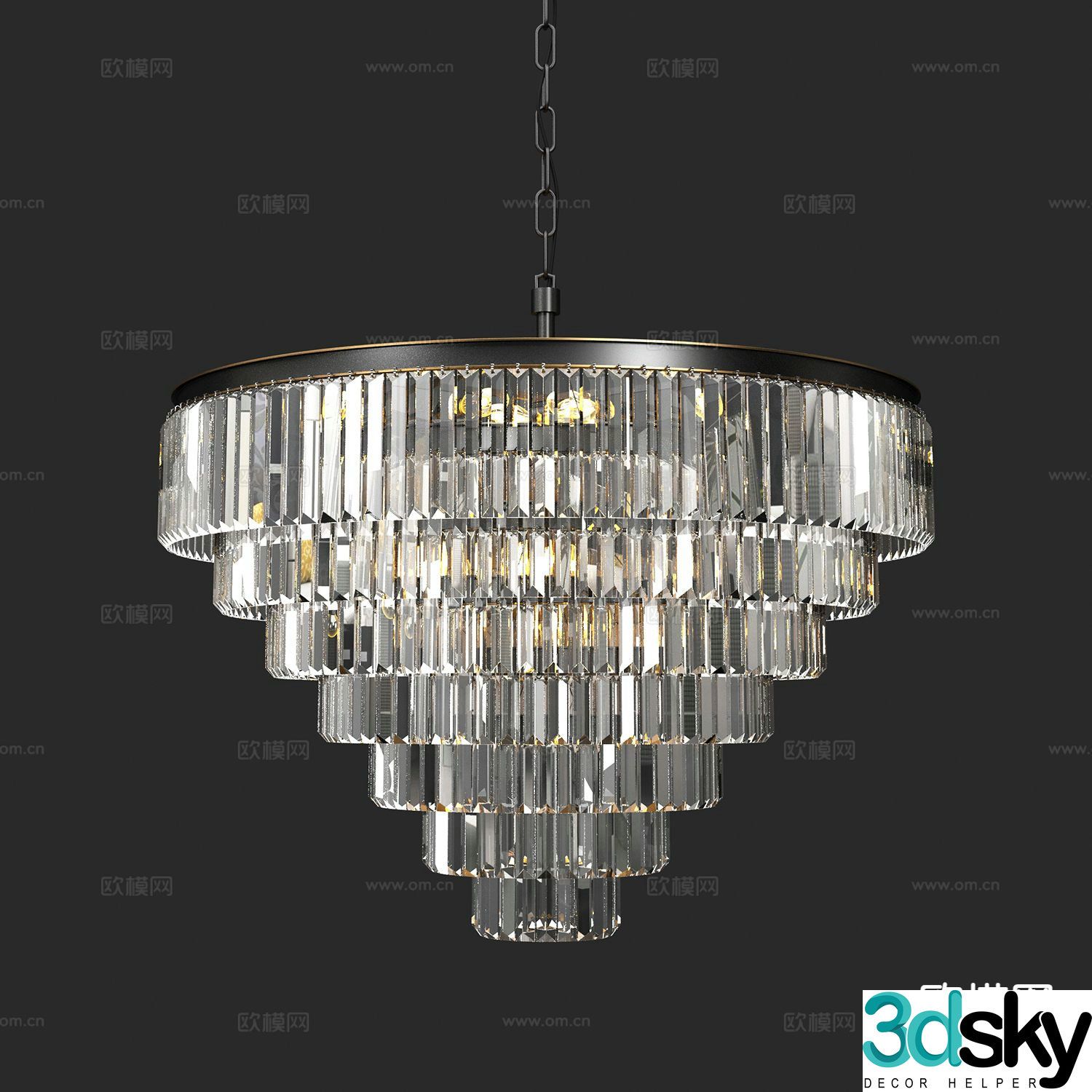 Multi-layer crystal chandelier 3d model
