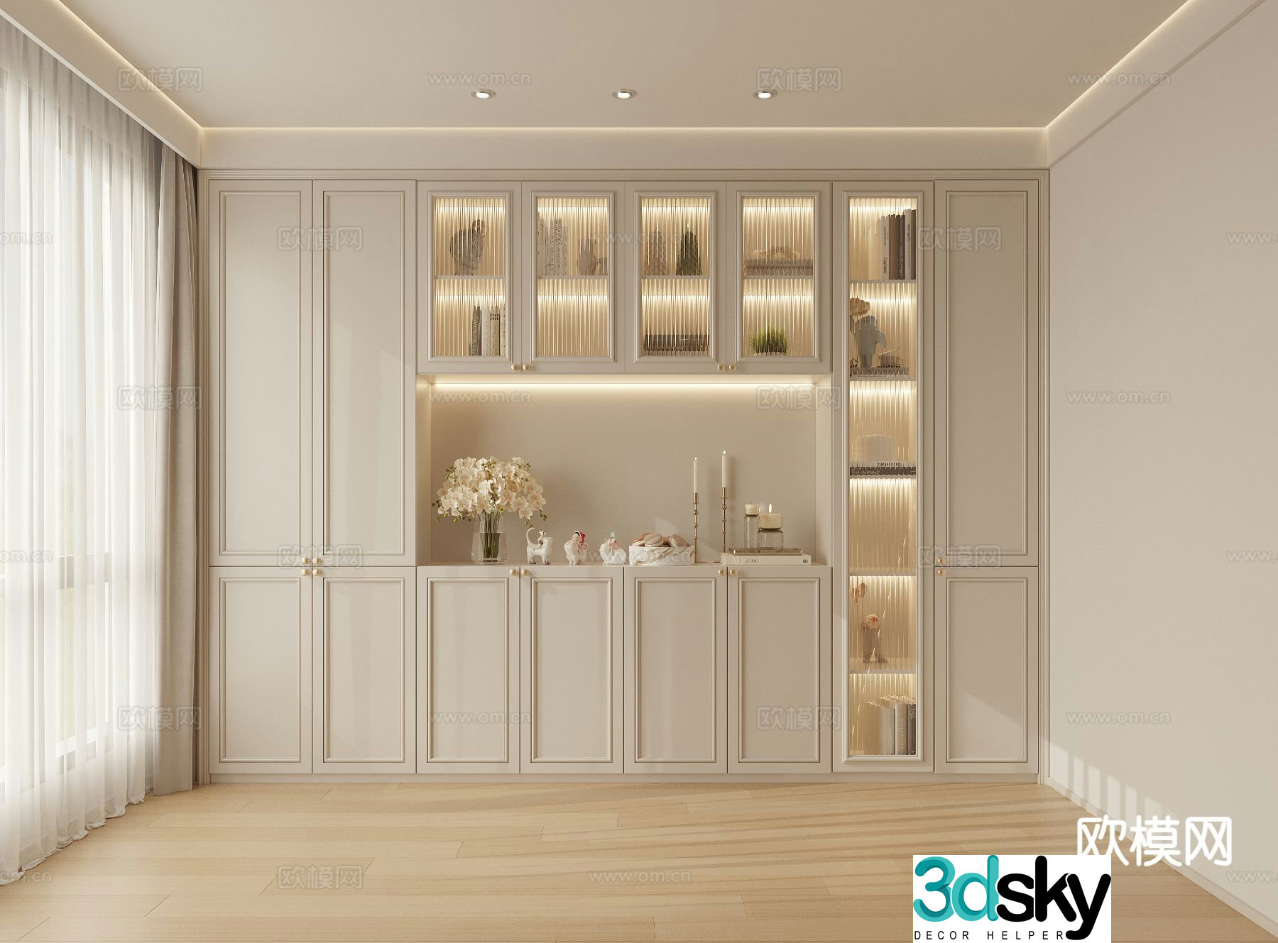 French sideboard decorative cabinet 3d model