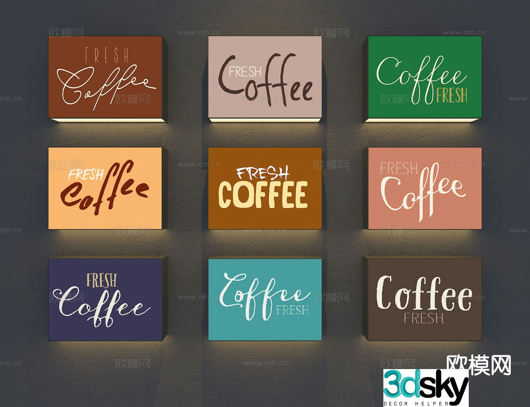 Coffee shop advertising light box 3d model