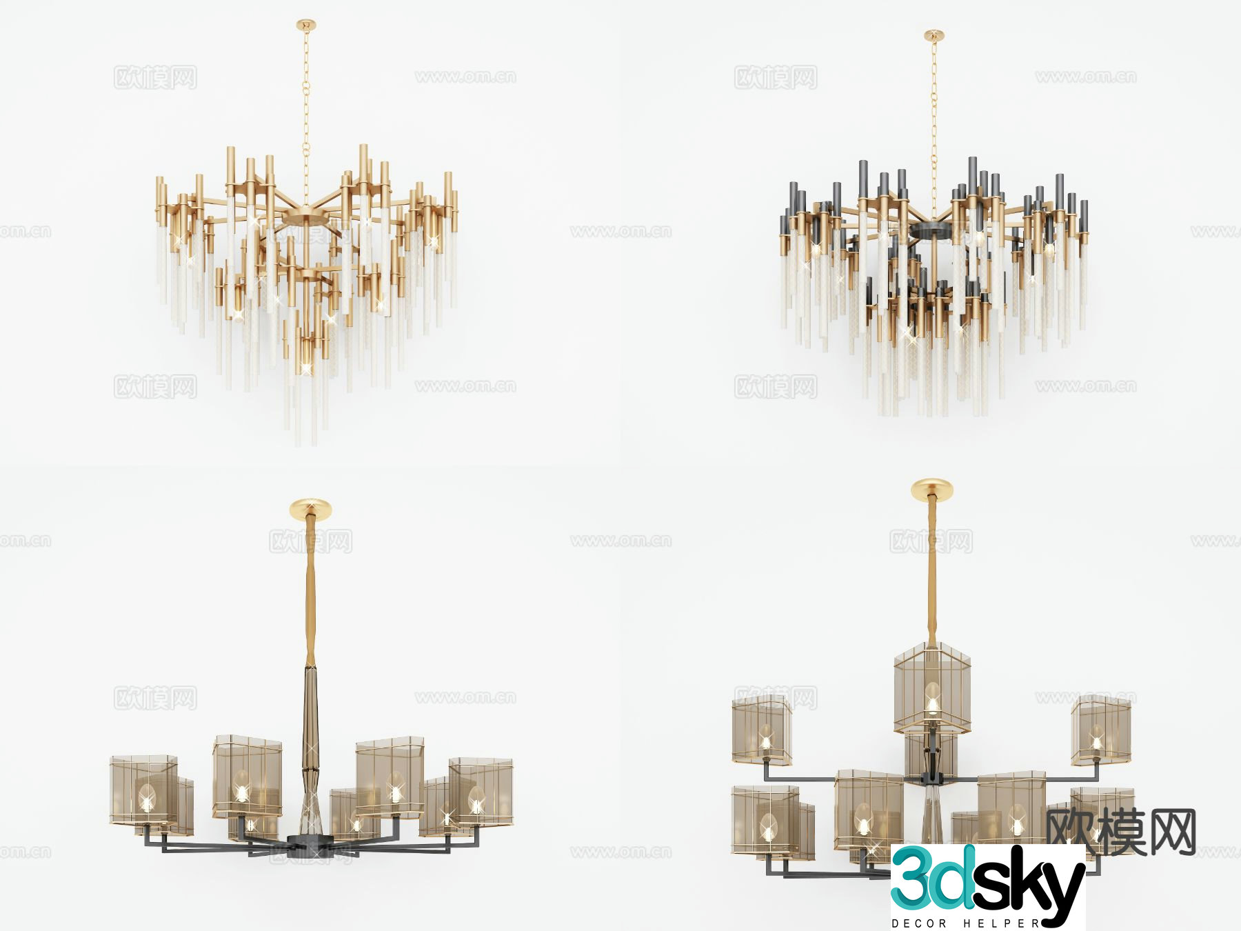Nordic chandelier Hong Kong style chandelier 3d model