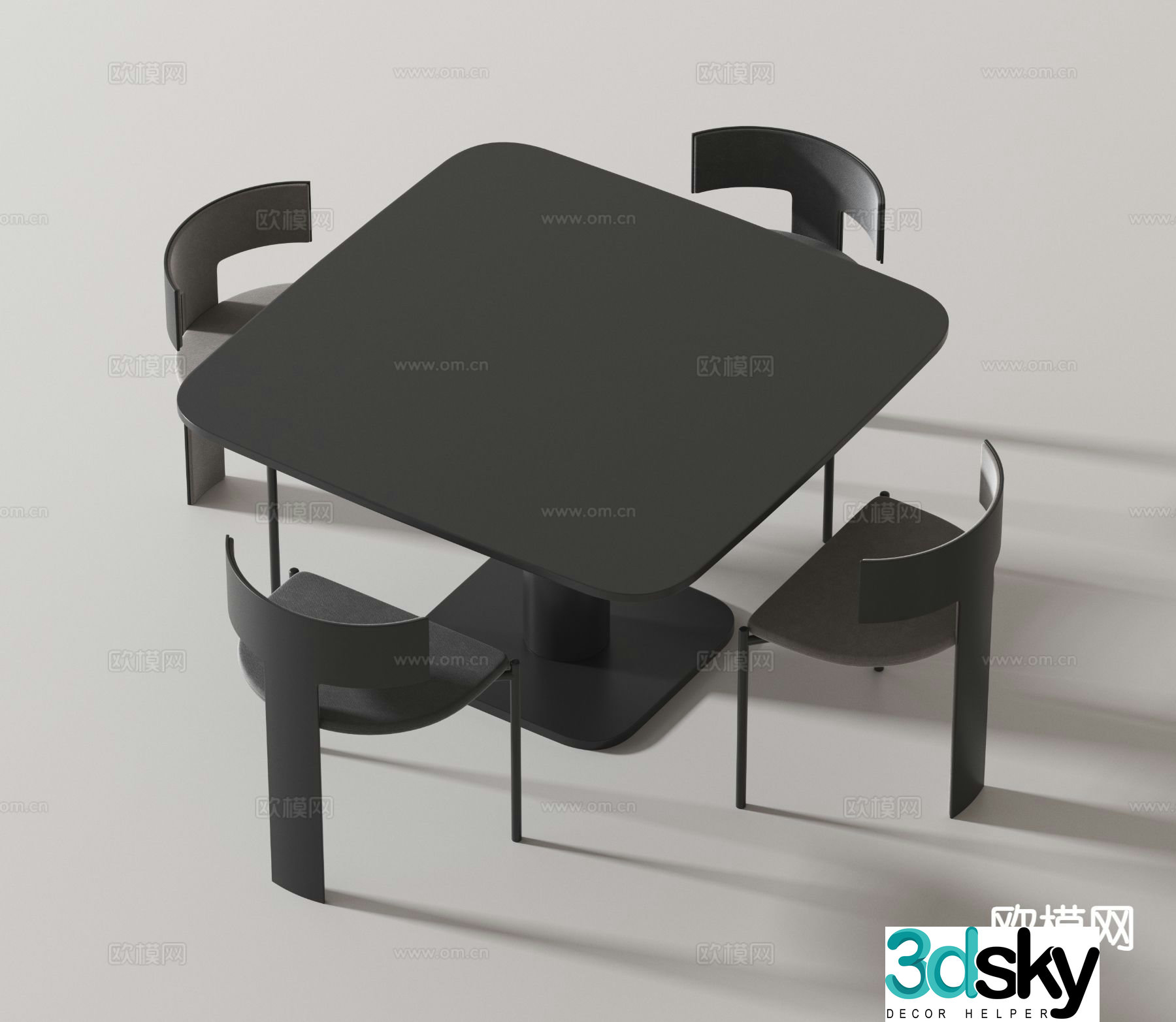 Modern leisure tables and chairs square table 3d model