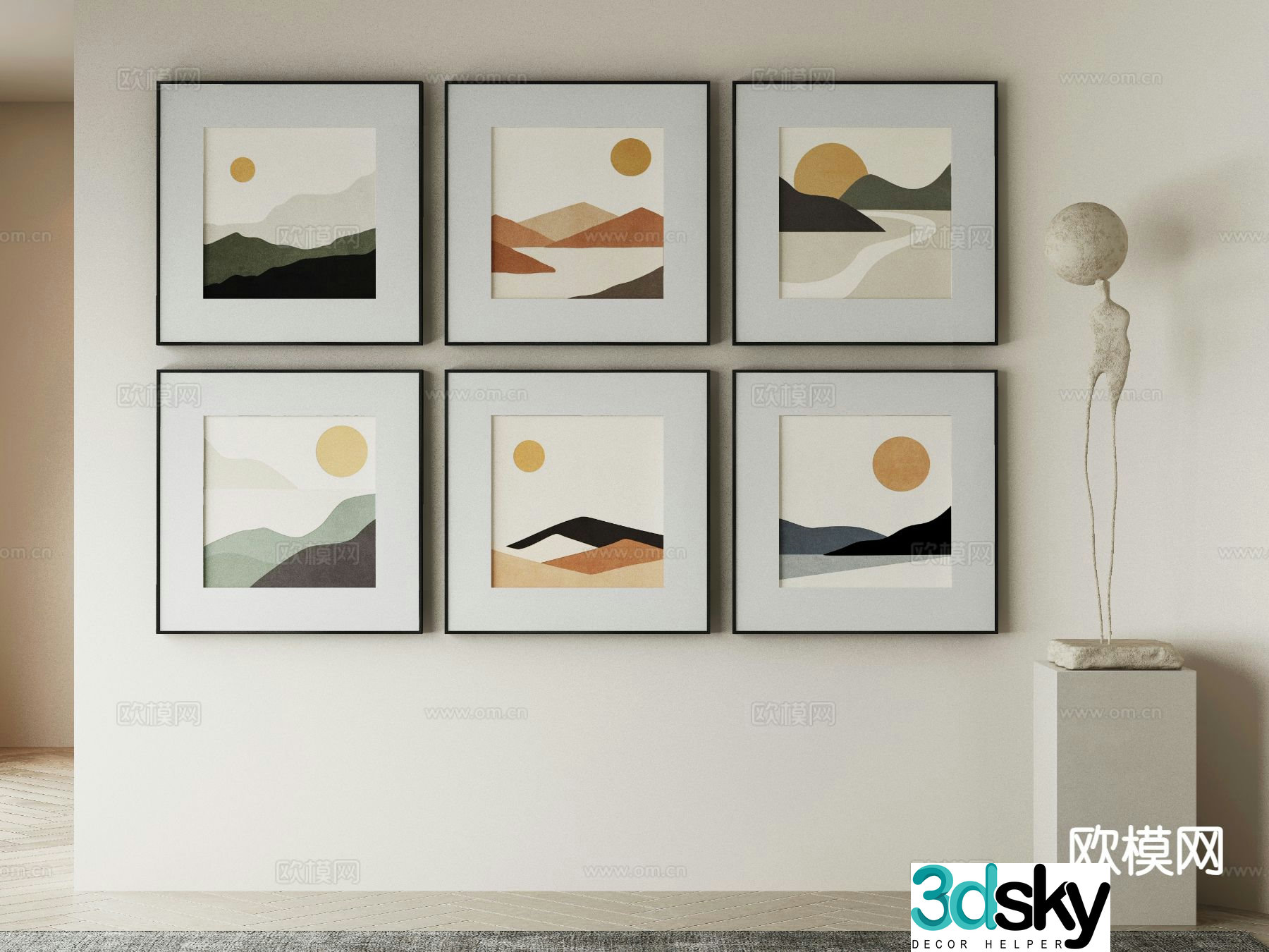 Modern art painting texture painting decorative painting 3d model