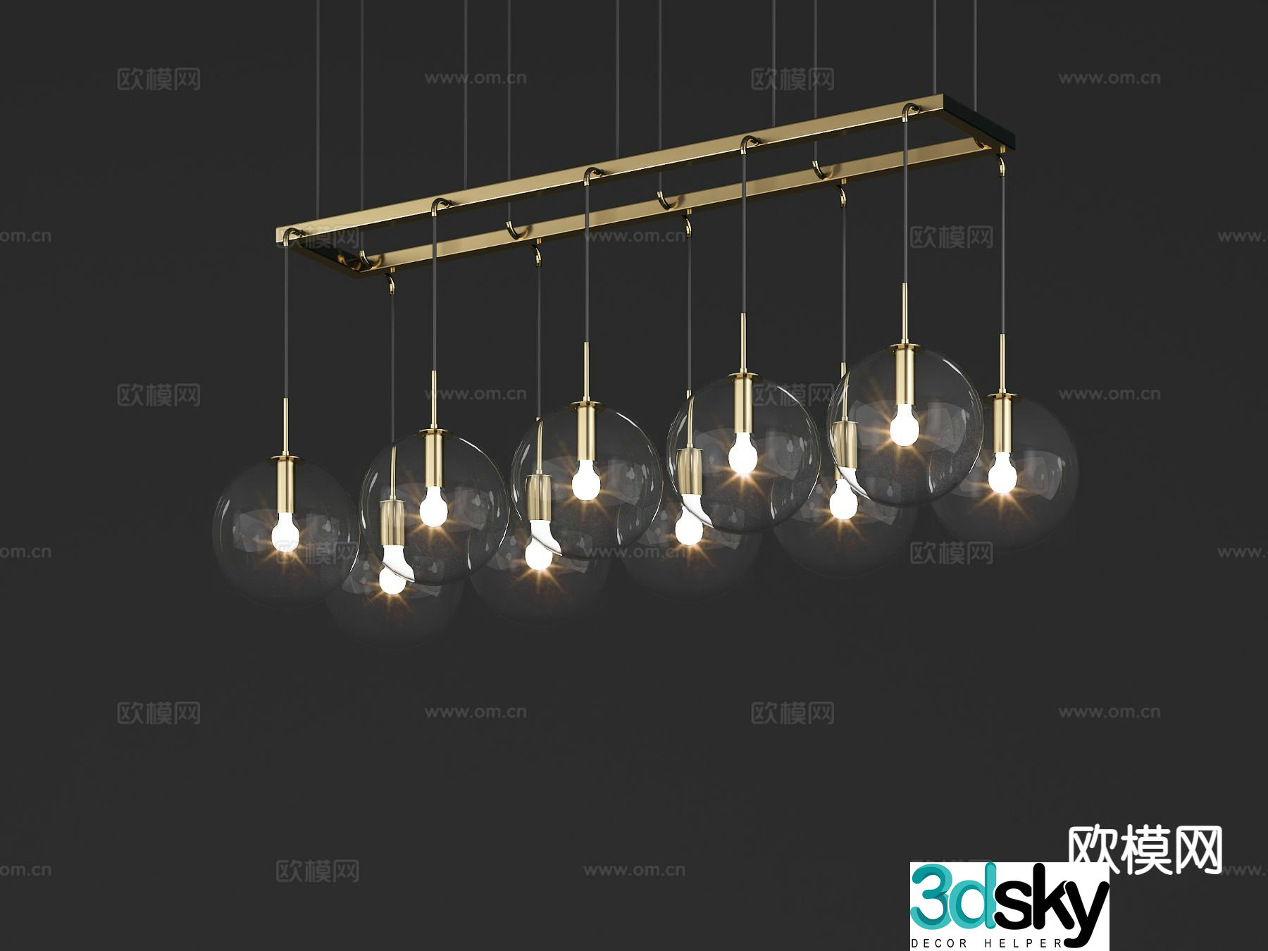 Nordic glass chandelier 3d model
