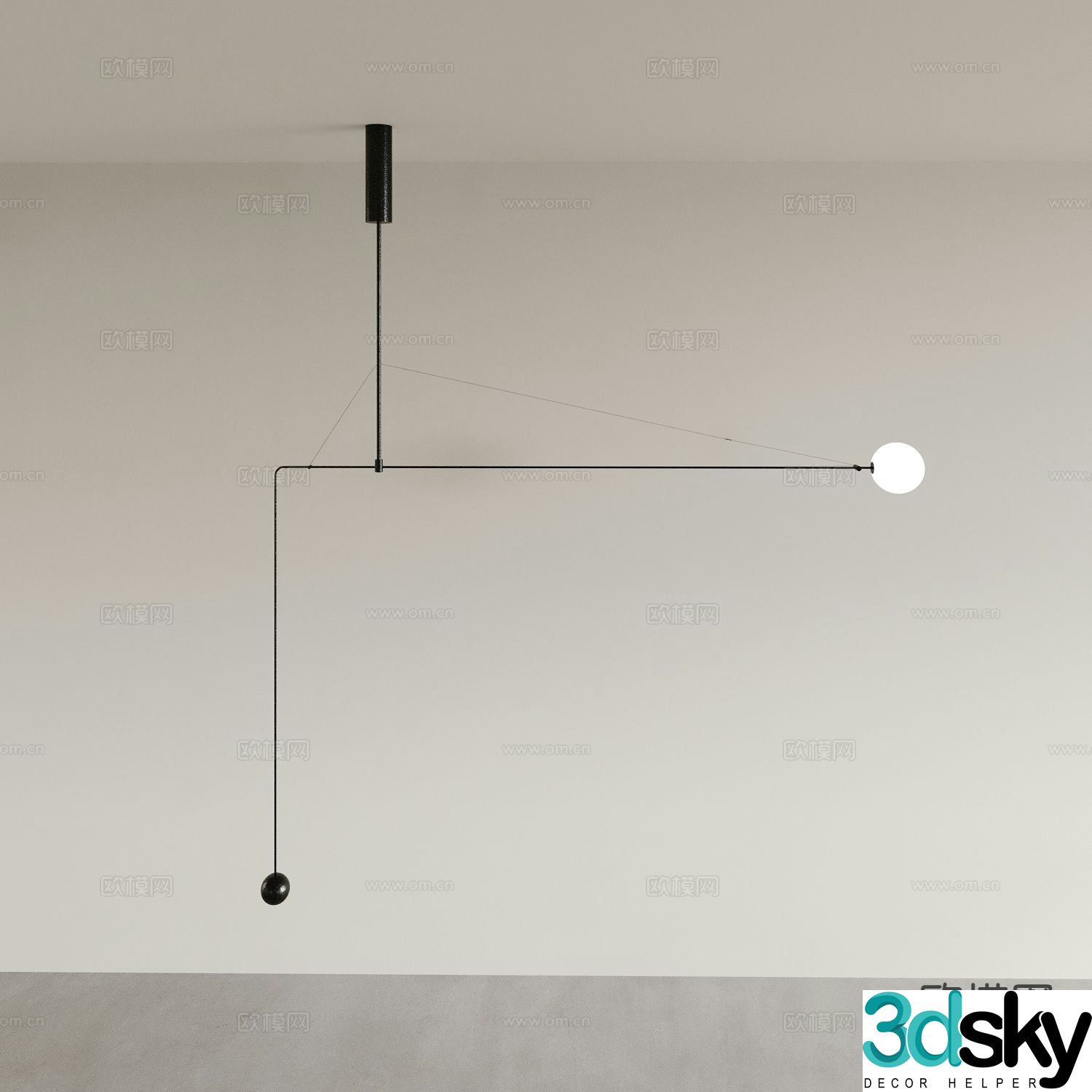 Modern long chandelier restaurant chandelier 3d model