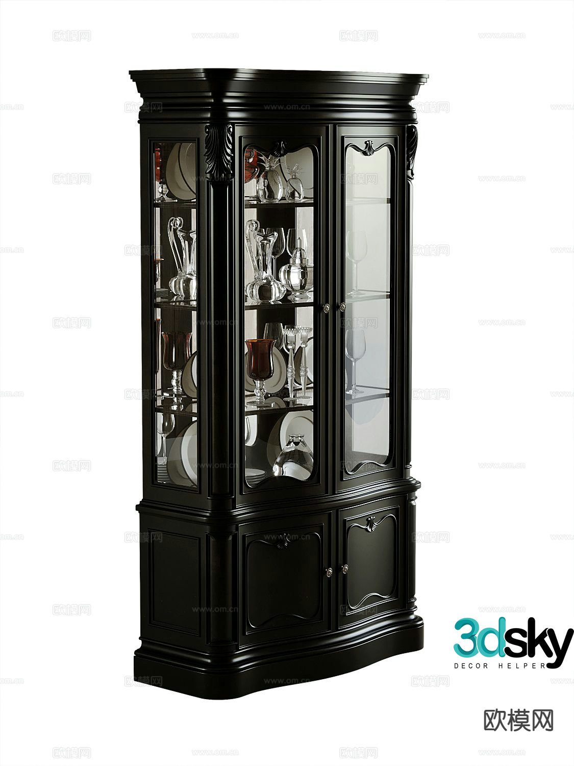 American wine cabinet glass wine cabinet 3d model