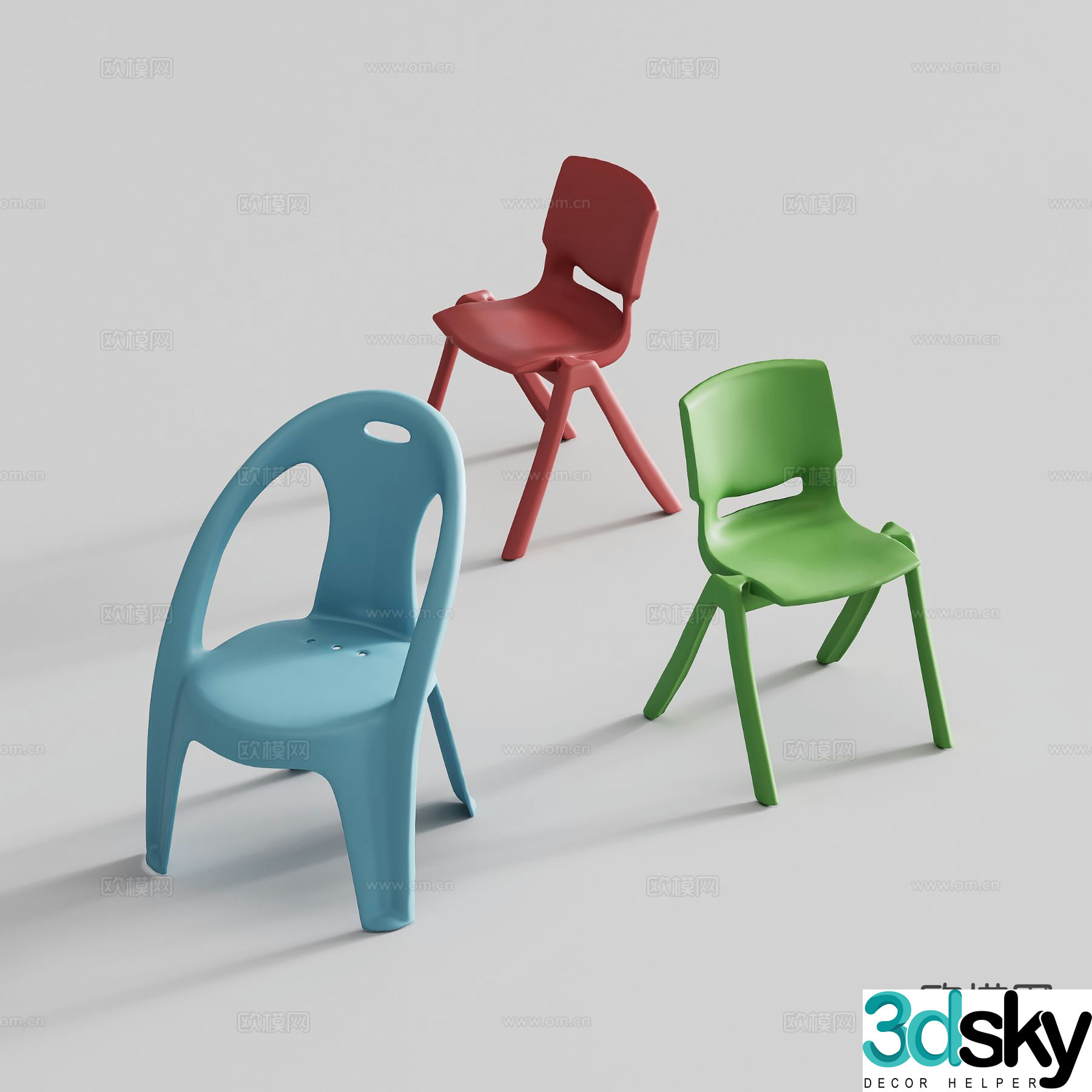 Modern children’s chair kindergarten chair plastic chair 3d model