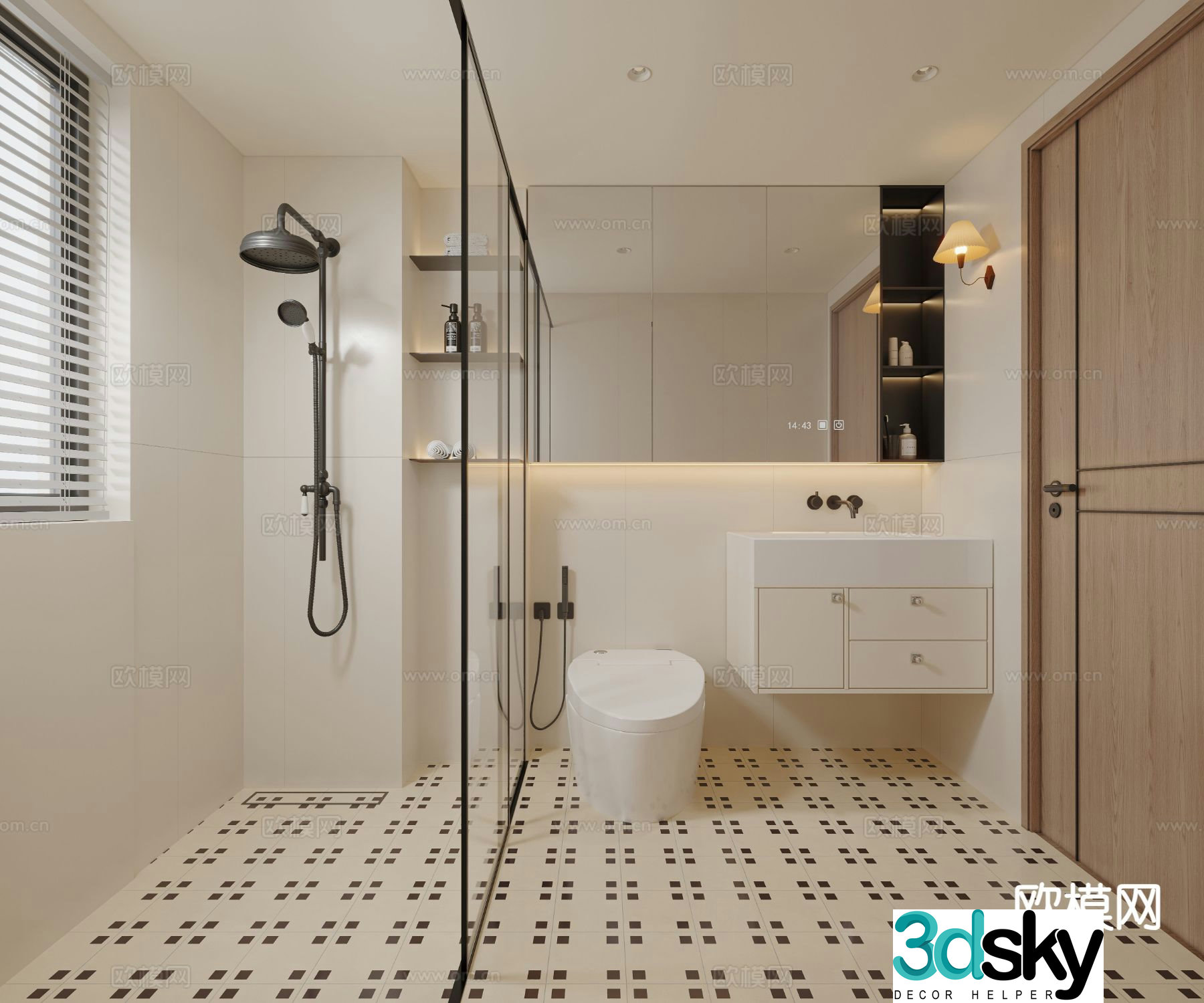 Cream style bathroom bathroom toilet 3d model