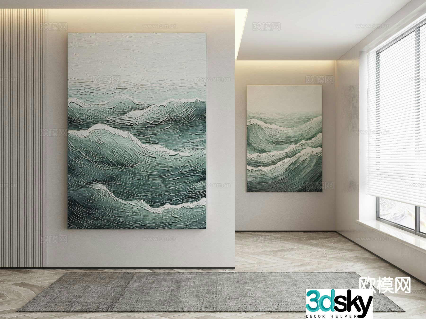 Modern art painting texture painting decorative painting 3d model