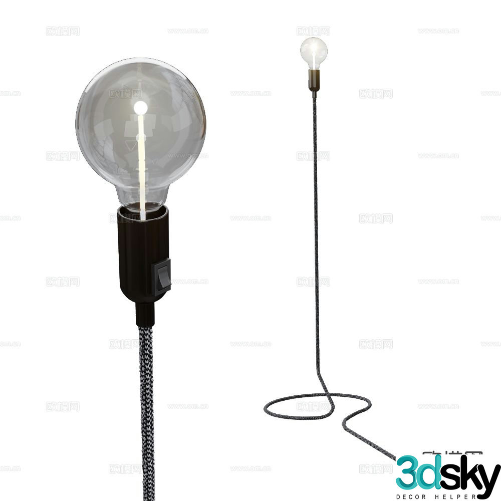 Stockholm minimalist light bulb floor lamp 3d model