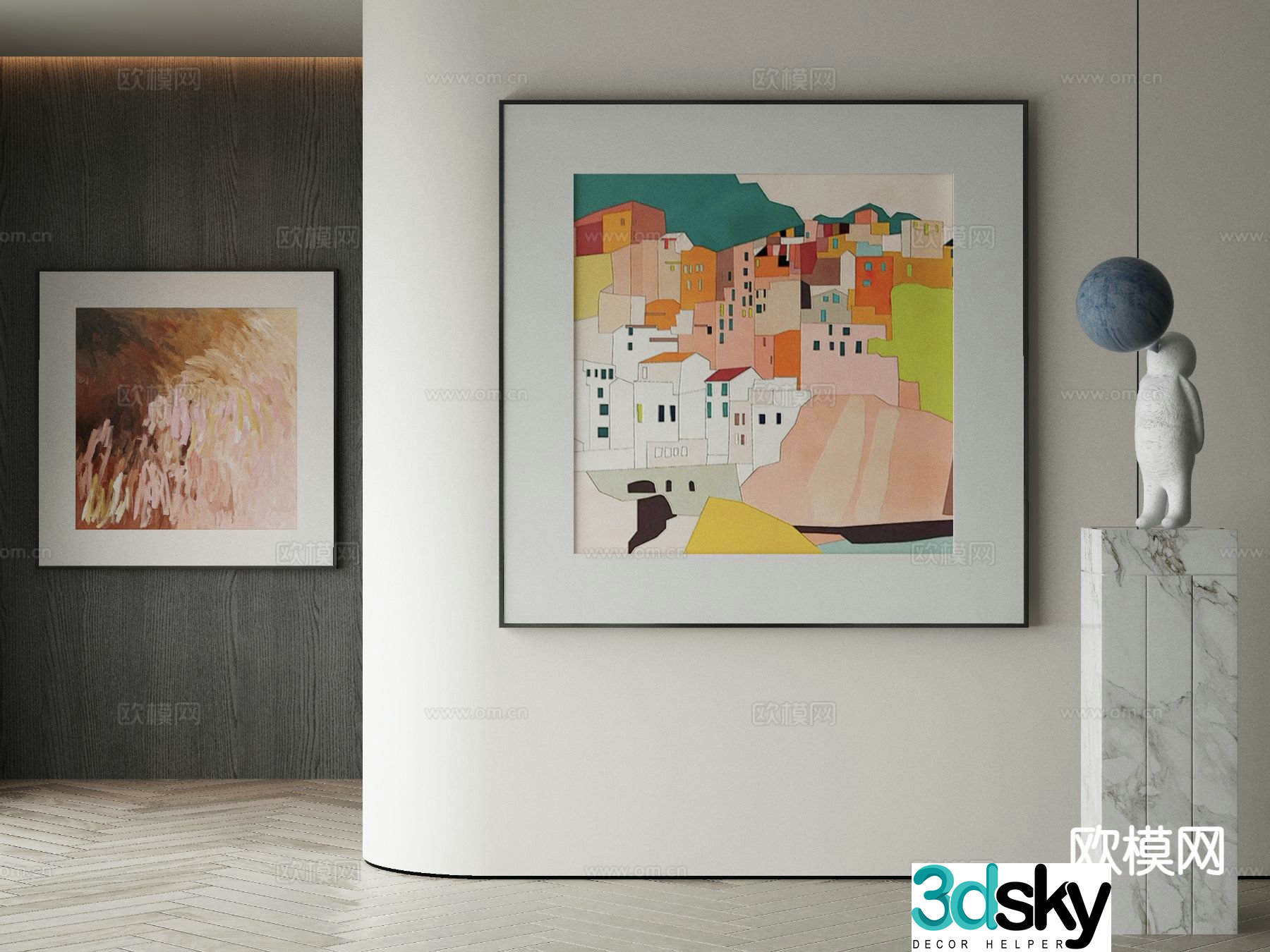 Modern art painting texture painting decorative painting 3d model