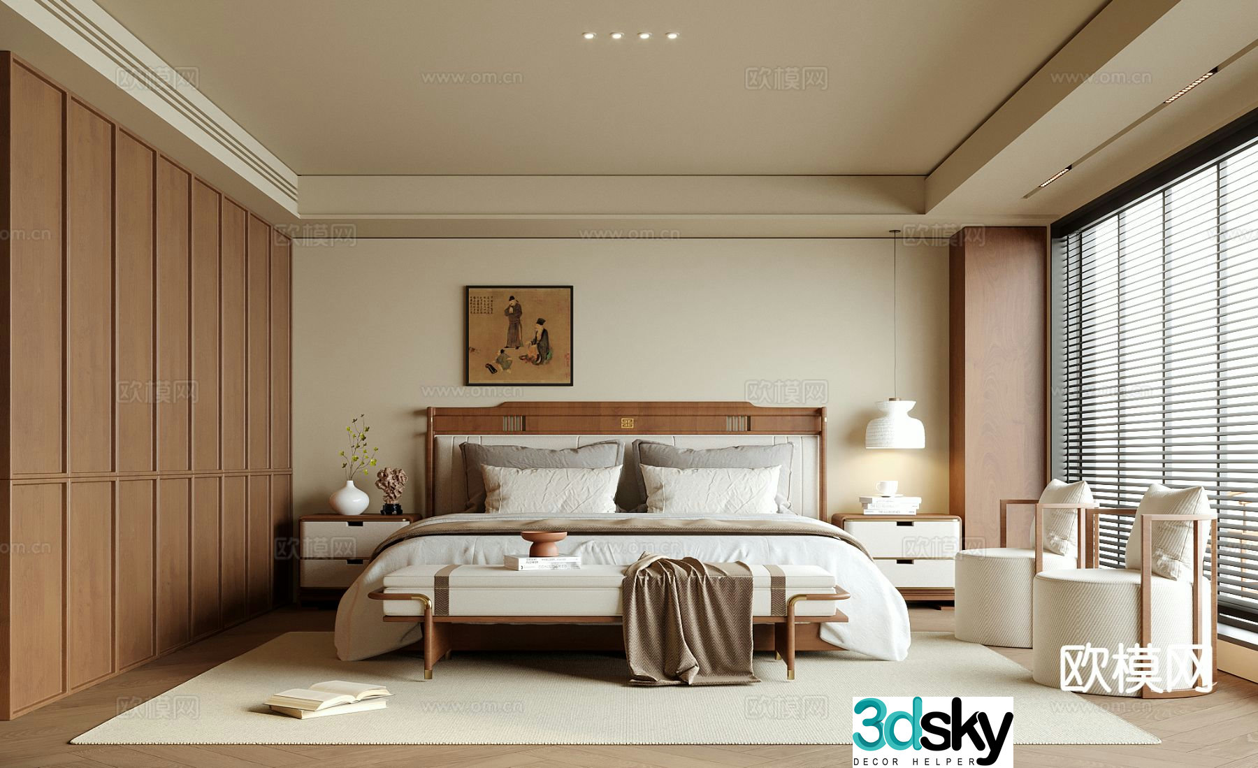 Medieval style bedroom master bedroom 3d model