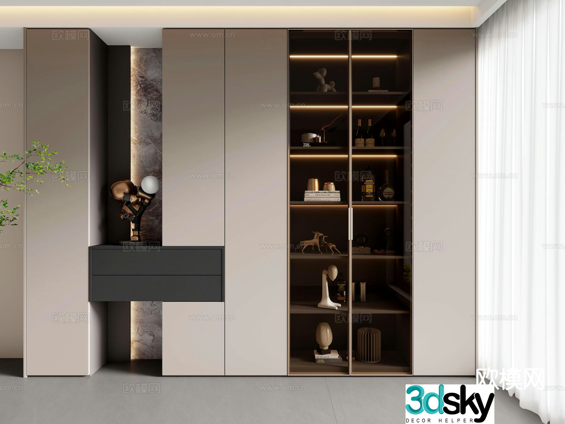 Modern wine cabinet decorative cabinet 3d model