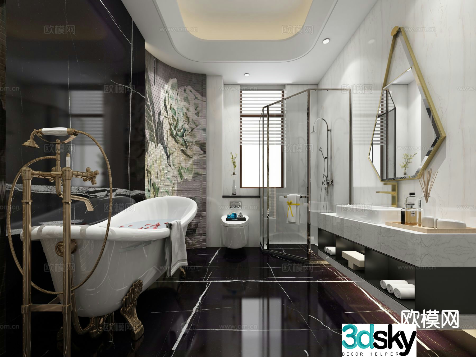 European style bathroom bathroom toilet 3d model