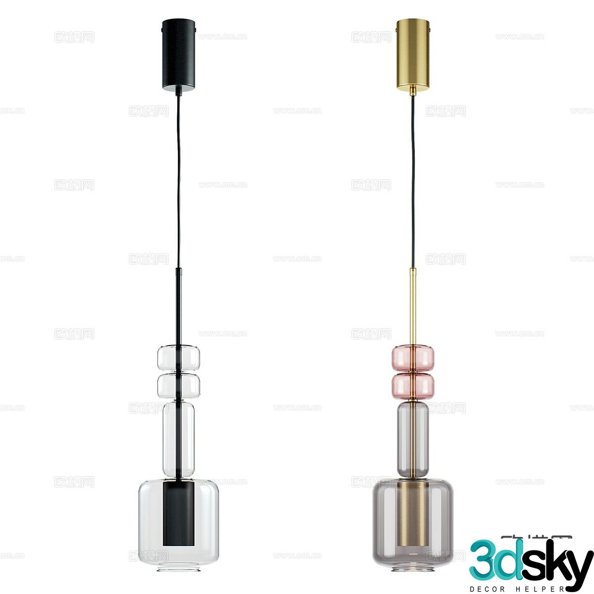 Modern glass chandelier 3d model