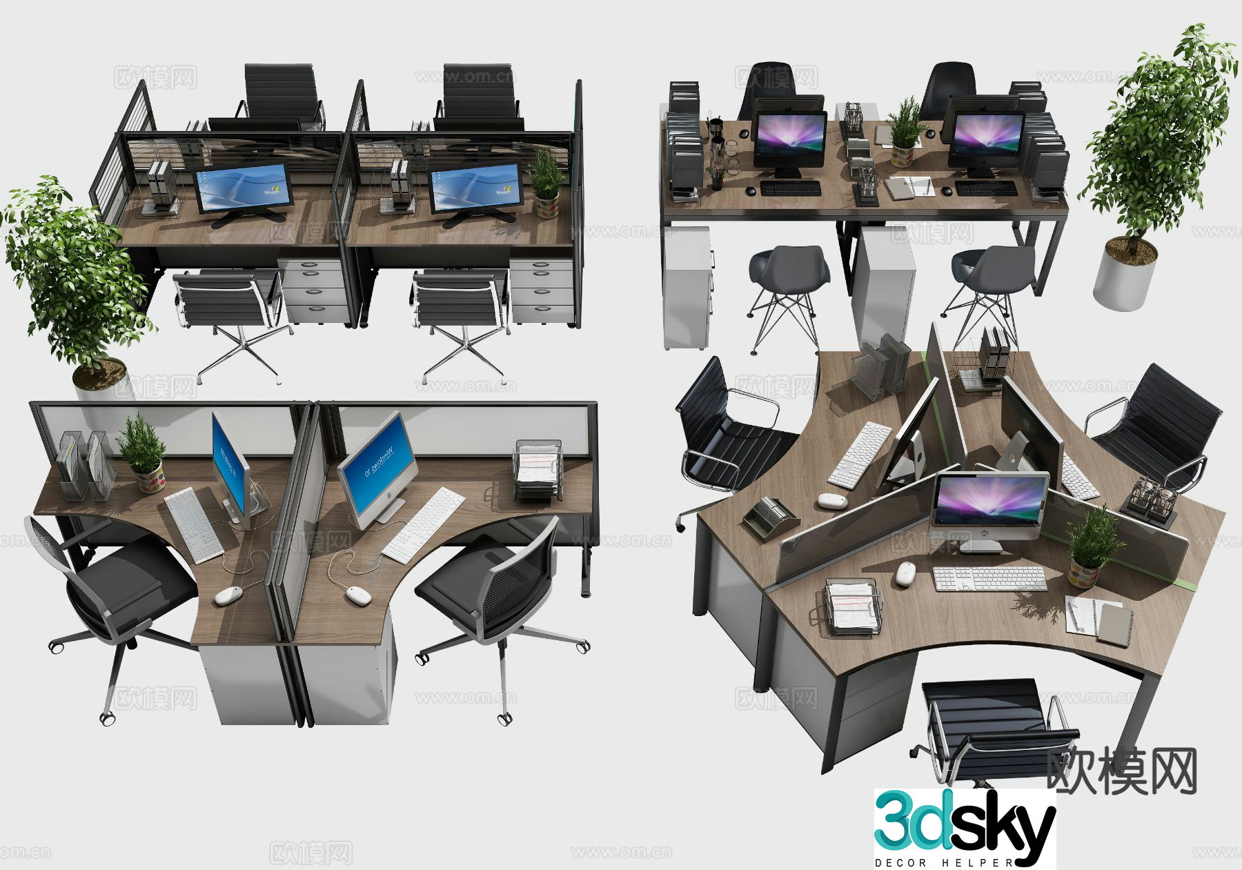 Modern office desk and chair staff table staff table 3d model