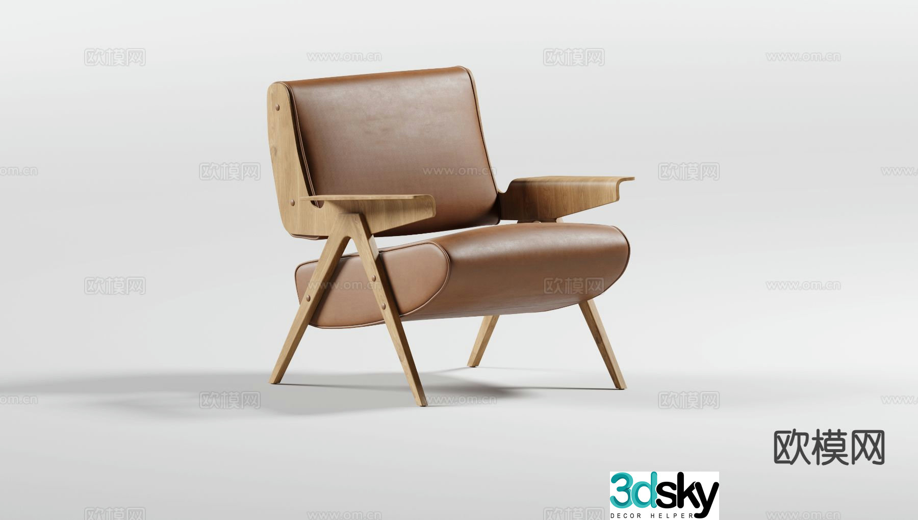 Italian leather chair armchair 3d model