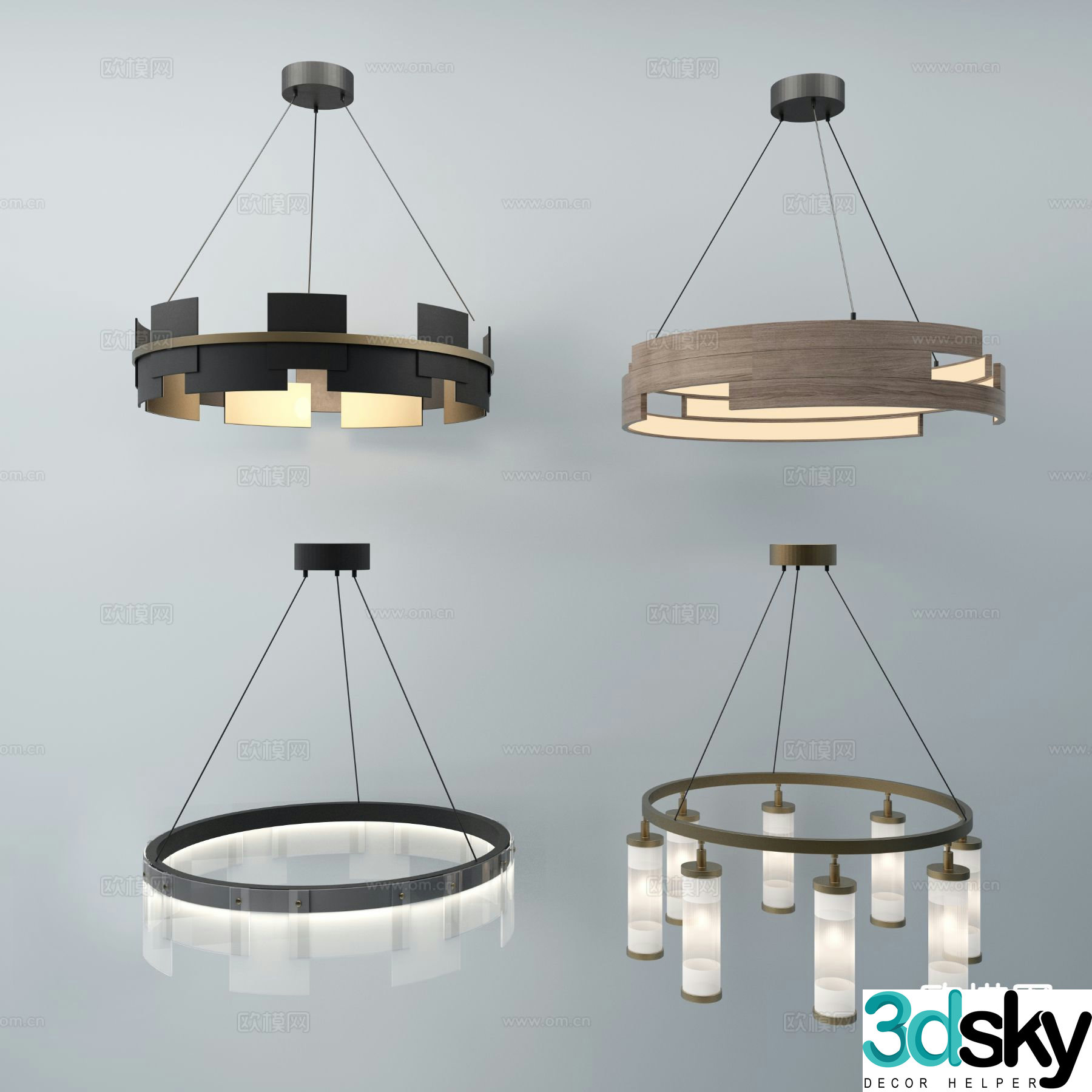 Nordic chandelier ring chandelier 3d model