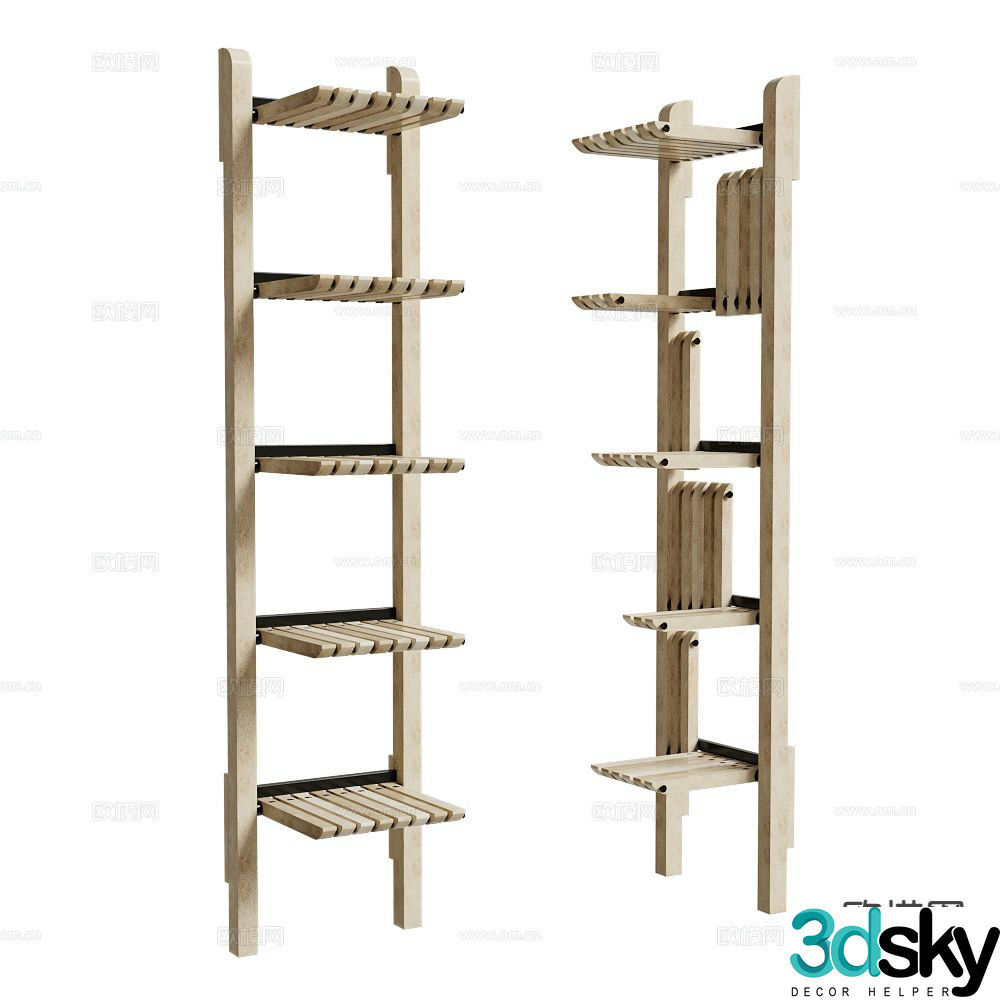 SVITANOK storage rack wooden bookshelf 3d model