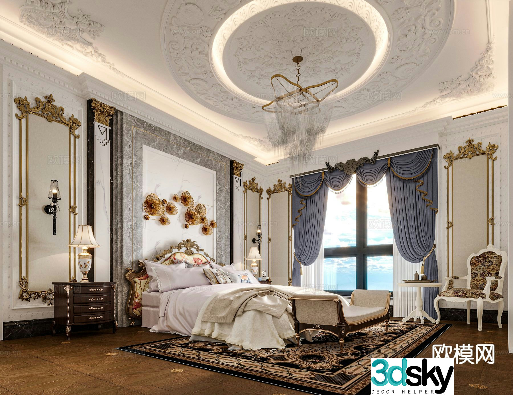 European style bedroom master bedroom 3d model