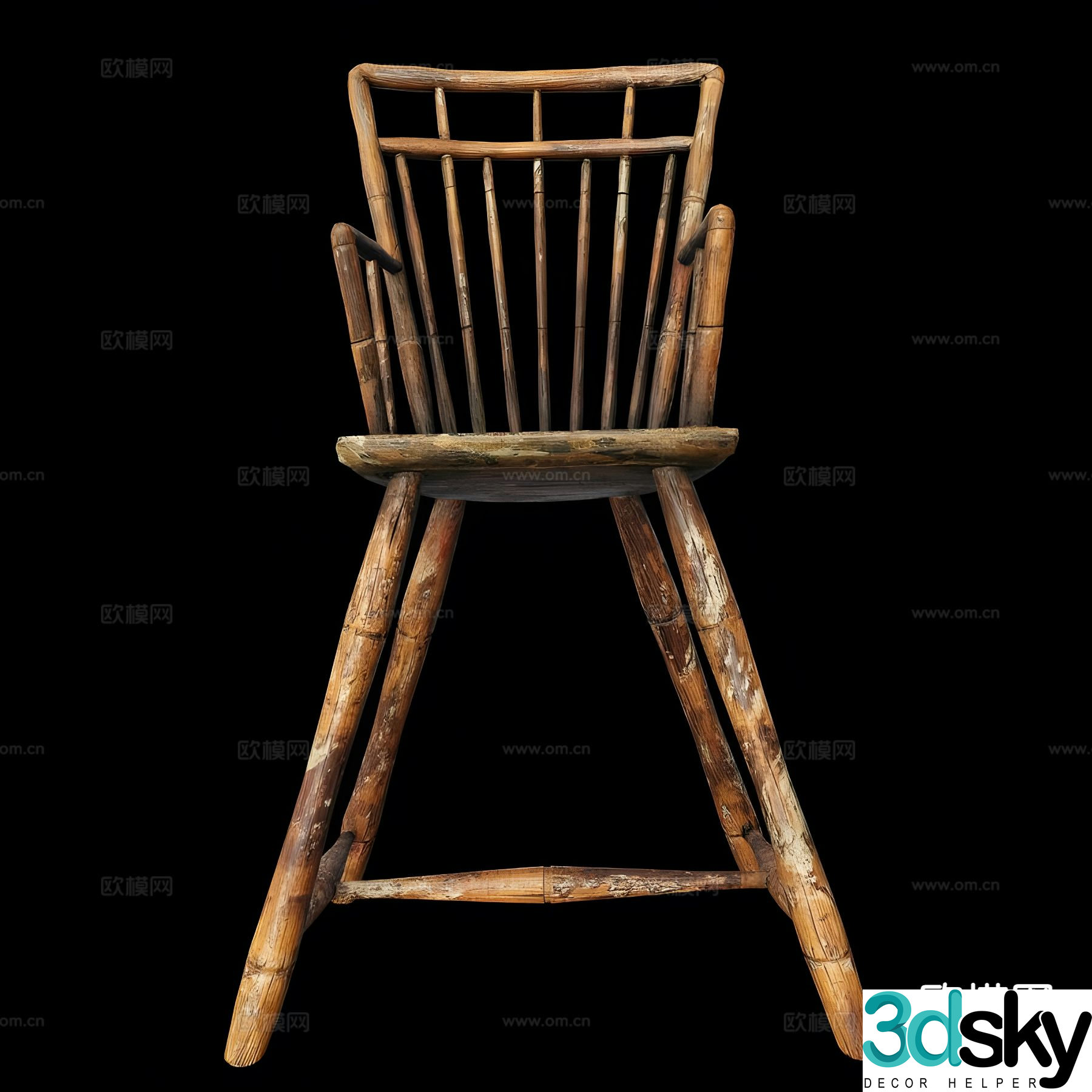 Chinese style chair old chair wooden chair 3d model