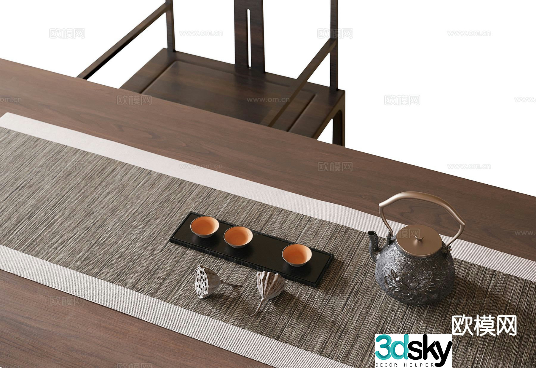 New Chinese tea set ornaments teapot teacup 3d model